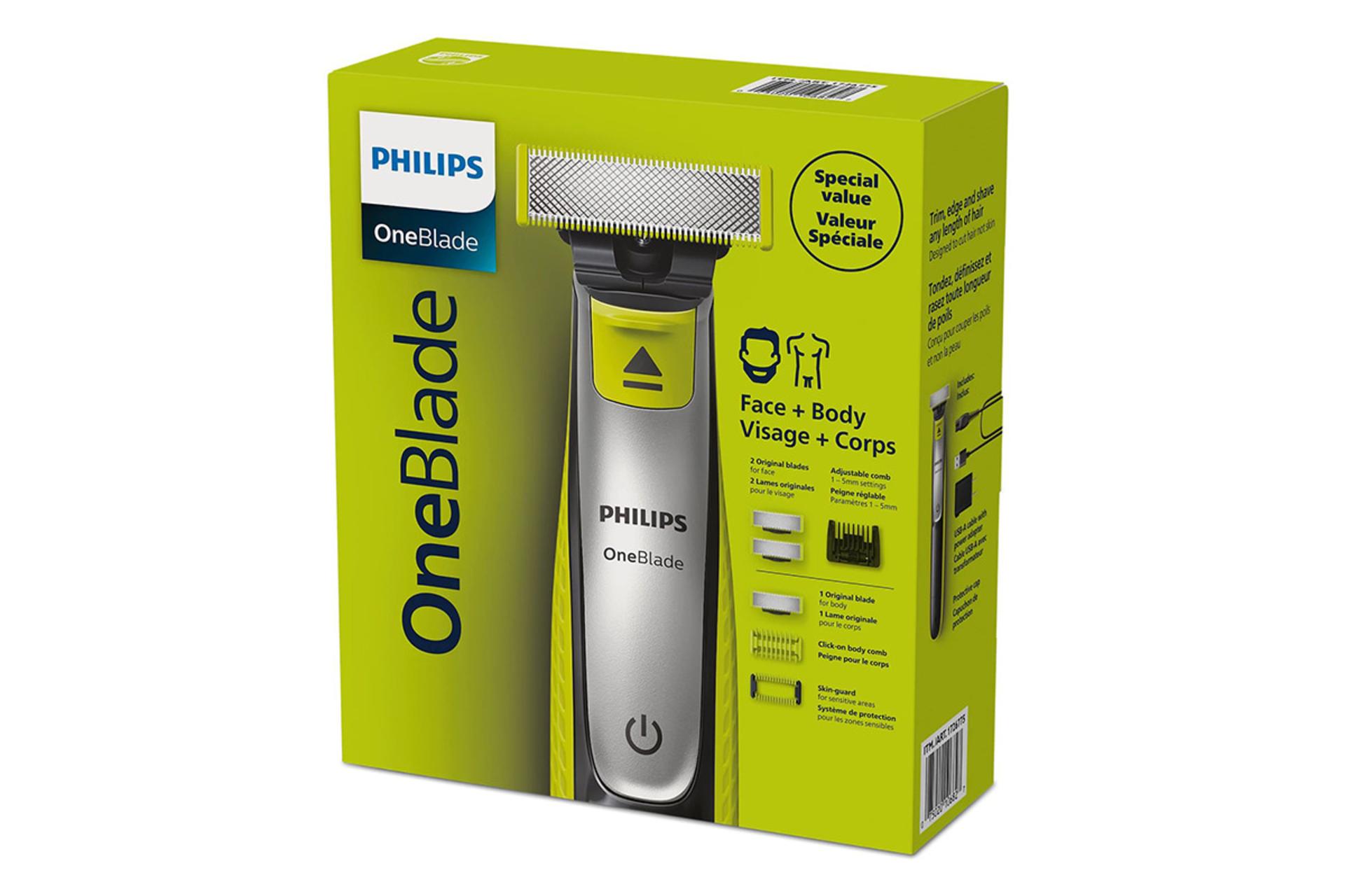 ماشین اصلاح و ریش تراش فیلیپس Philips OneBlade QP2834/60 جعبه و بسته بندی