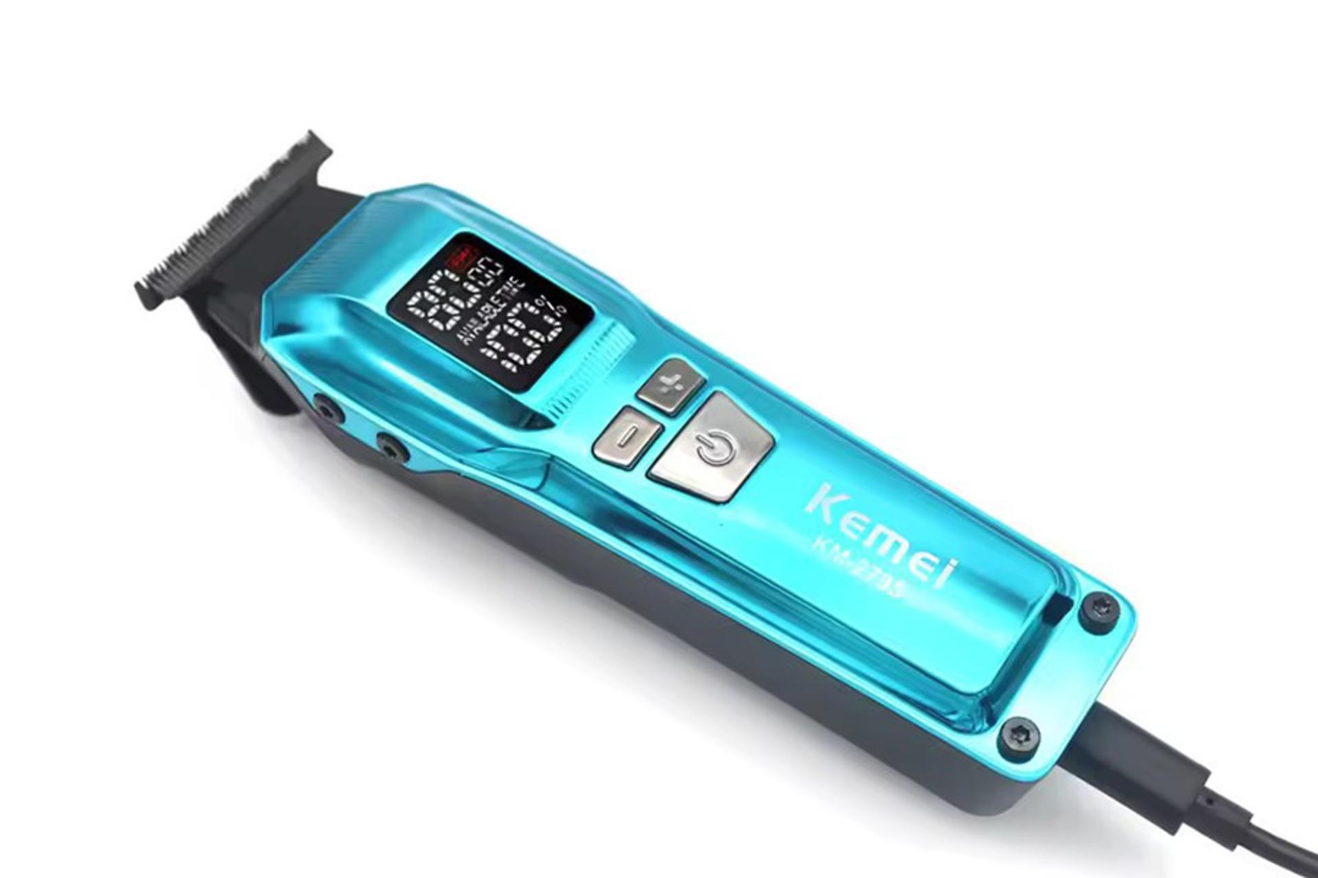 ماشین اصلاح و ریش تراش کیمی Kemei KM-2795 نمای جلو با کابل شارژ