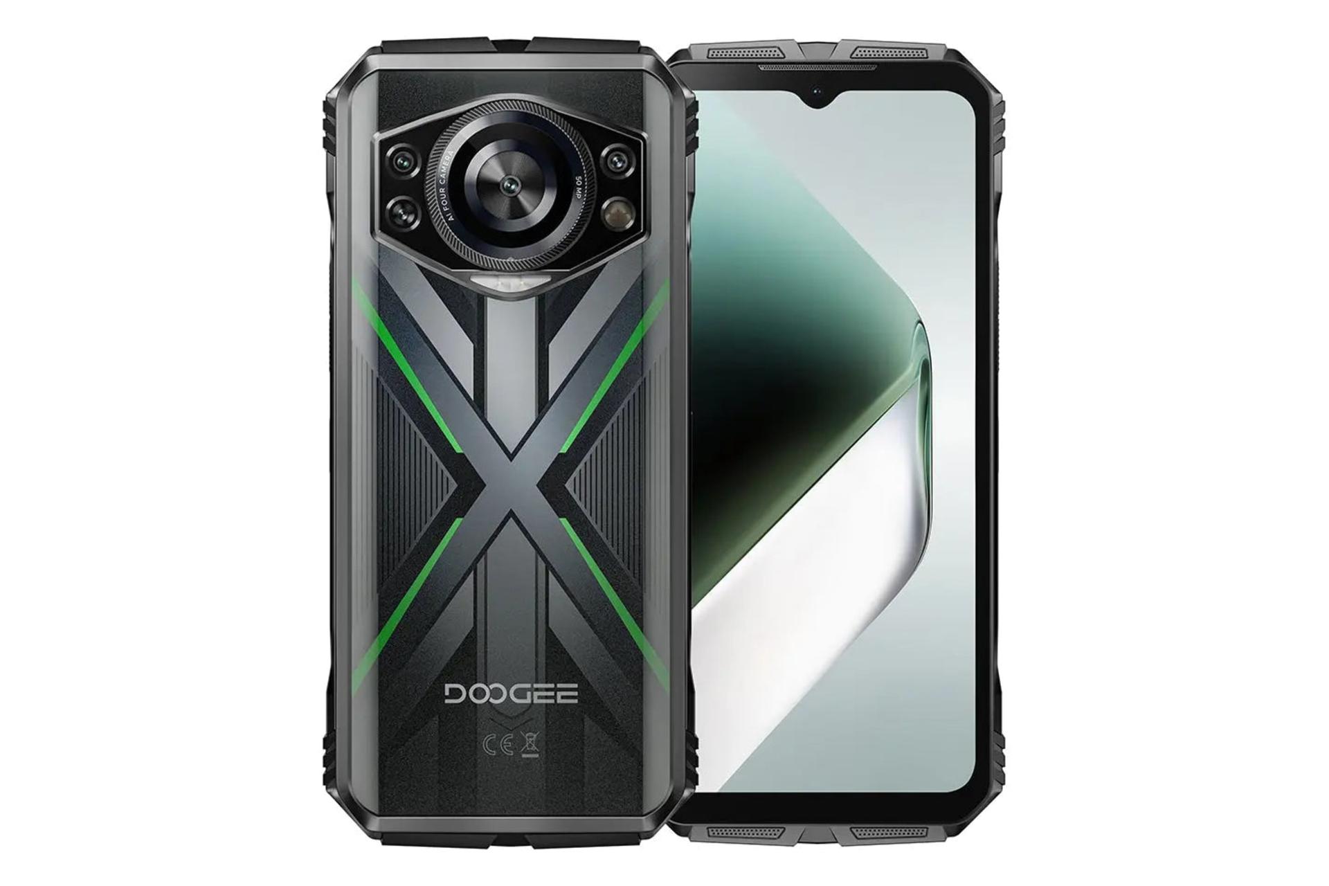 پنل جلو و پشت گوشی موبایل S Cyber پرو دوجی مشکی و سبز / Doogee S Cyber Pro