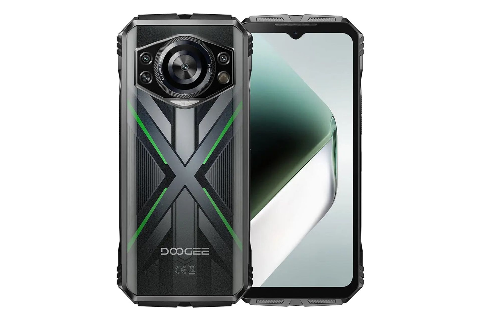 پنل جلو و پشت گوشی موبایل S Cyber پرو دوجی مشکی و سبز / Doogee S Cyber Pro