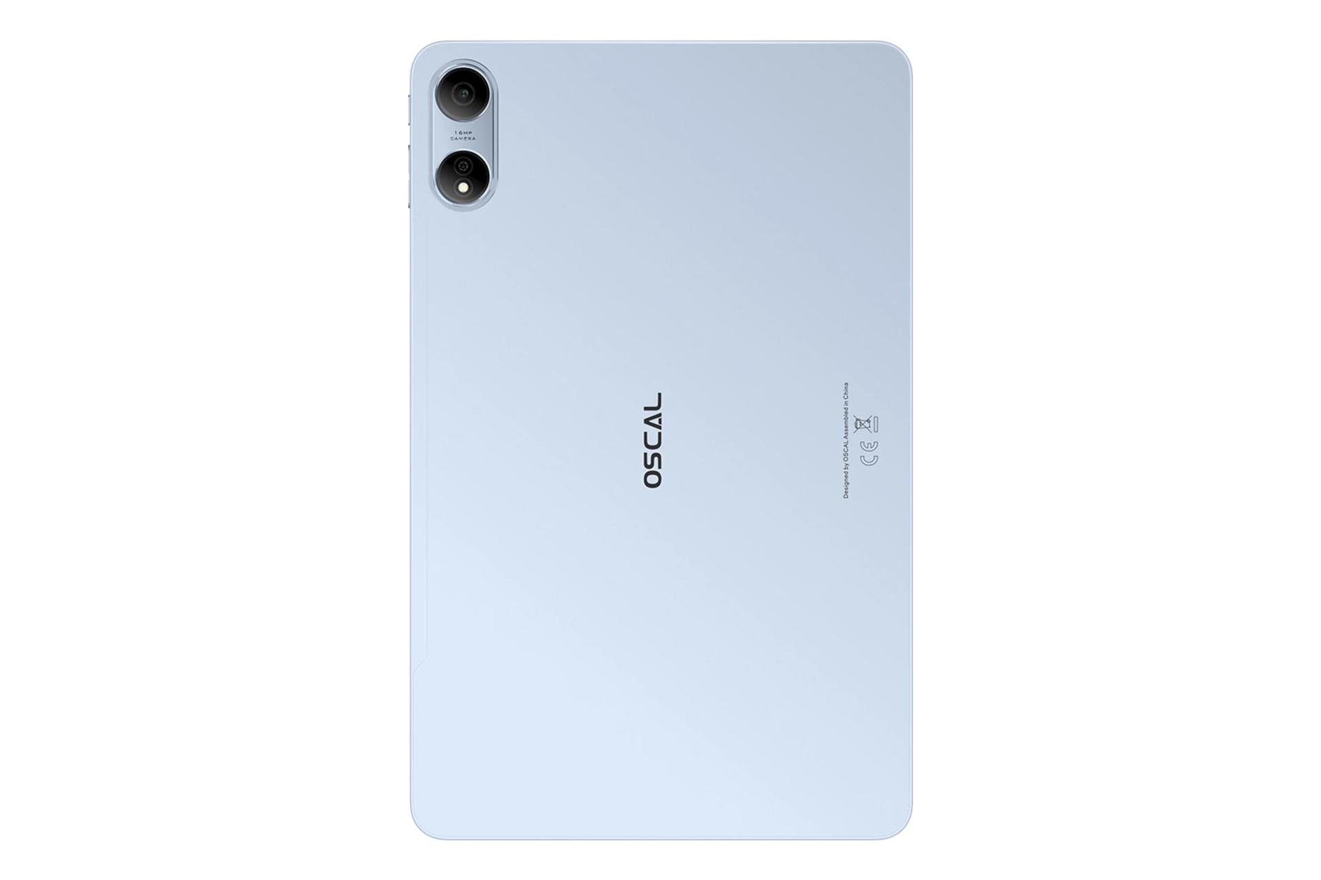 نمای پنل پشت تبلت اسکال پد 100 بلک ویو / Blackview Oscal Pad 100 با نمایش لوگو و دوربین رنگ آبی روشن