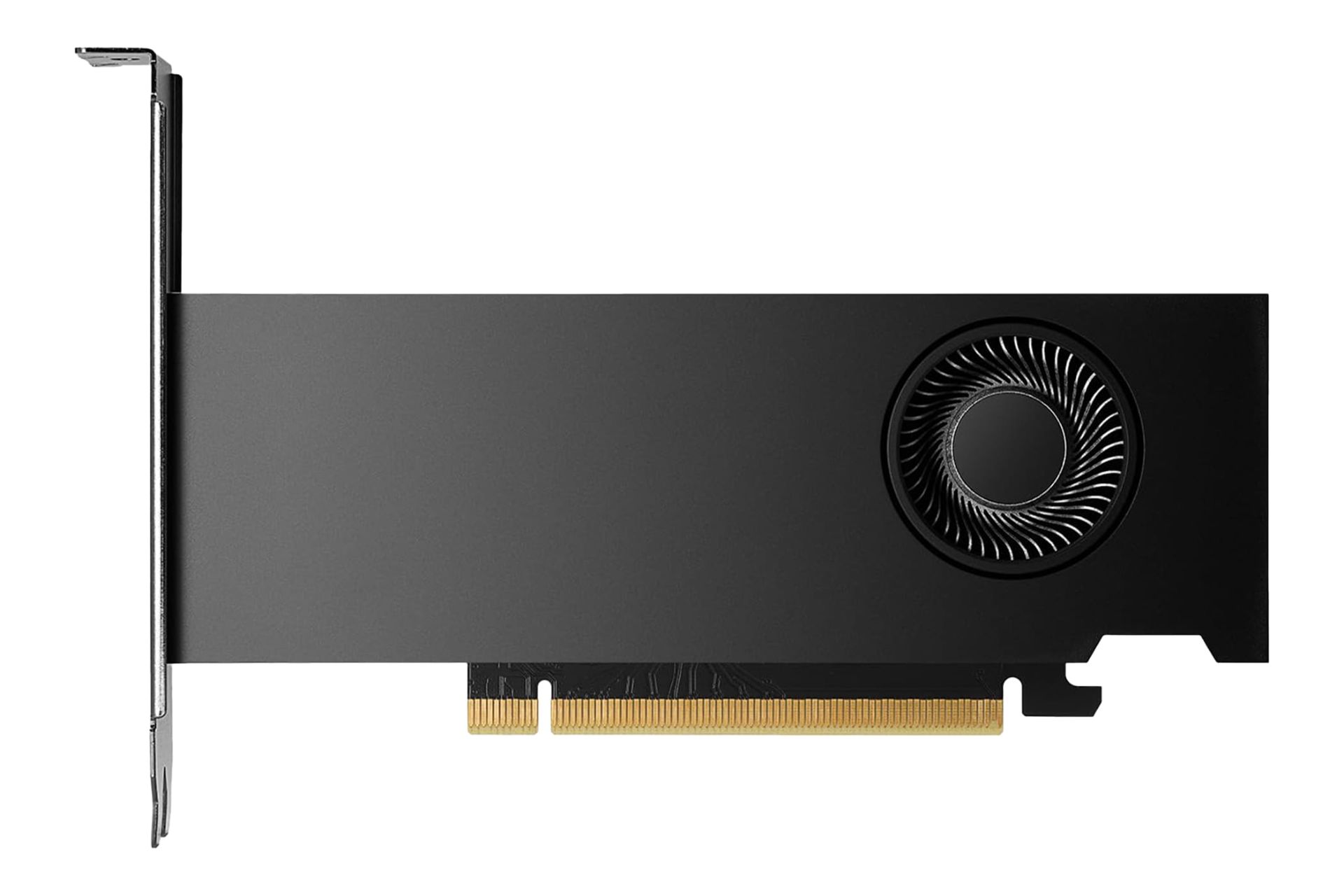 نمای زیرین کارت گرافیک انویدیا RTX 2000 Ada Generation با نمایش فن و کانکتور PCIe