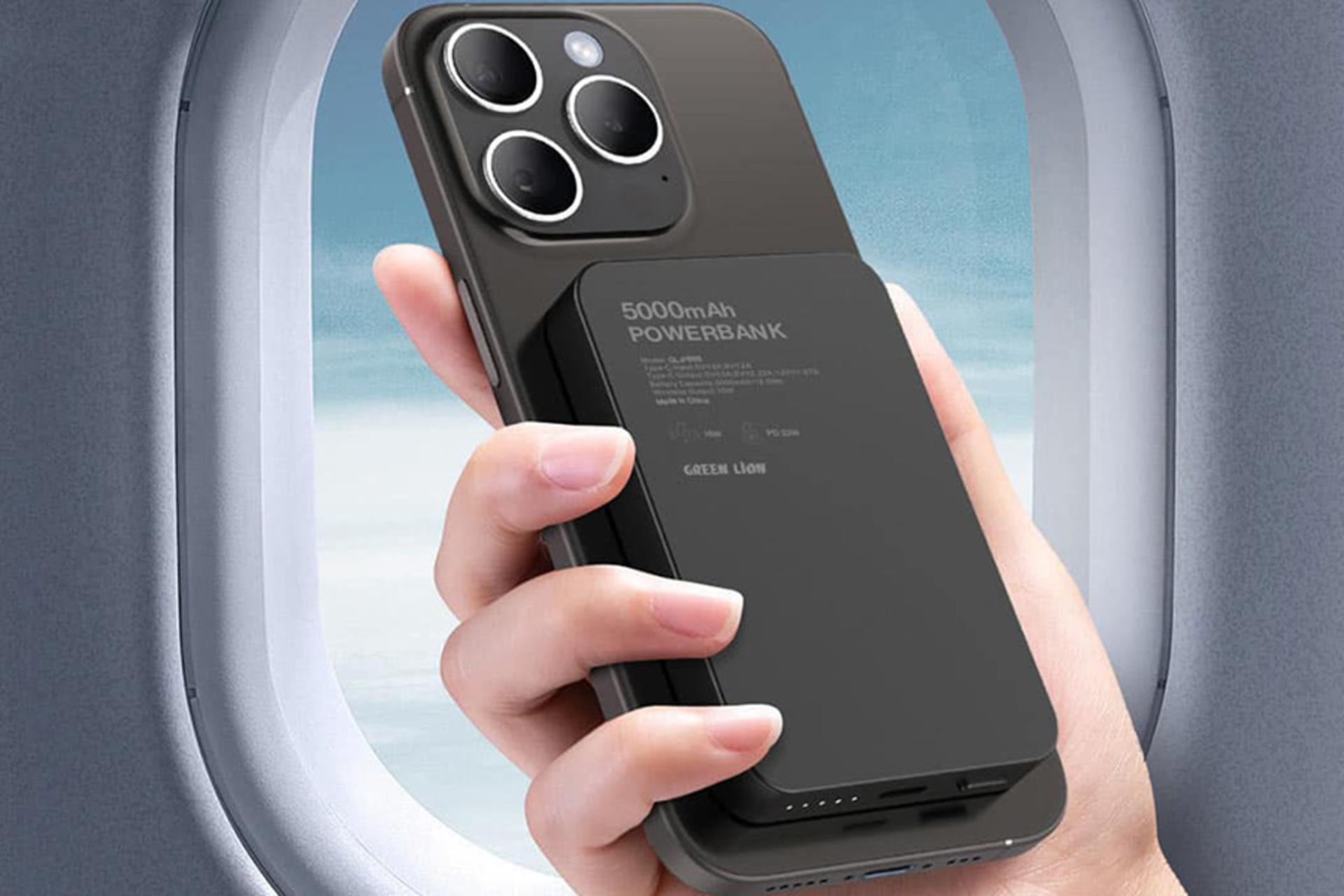 ابعاد پاور بانک گرین لیون Green Lion GL-MAG 5 5000mAh در دست