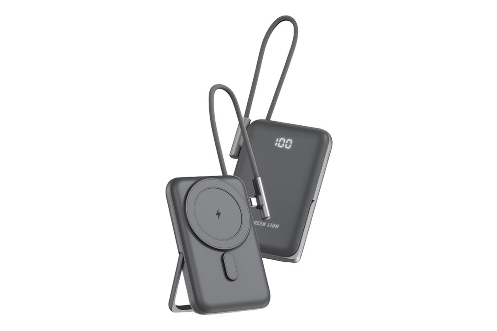 رنگ مشکی پاور بانک گرین لیون Green Lion Monte Carlo Magsafe 10000mAh