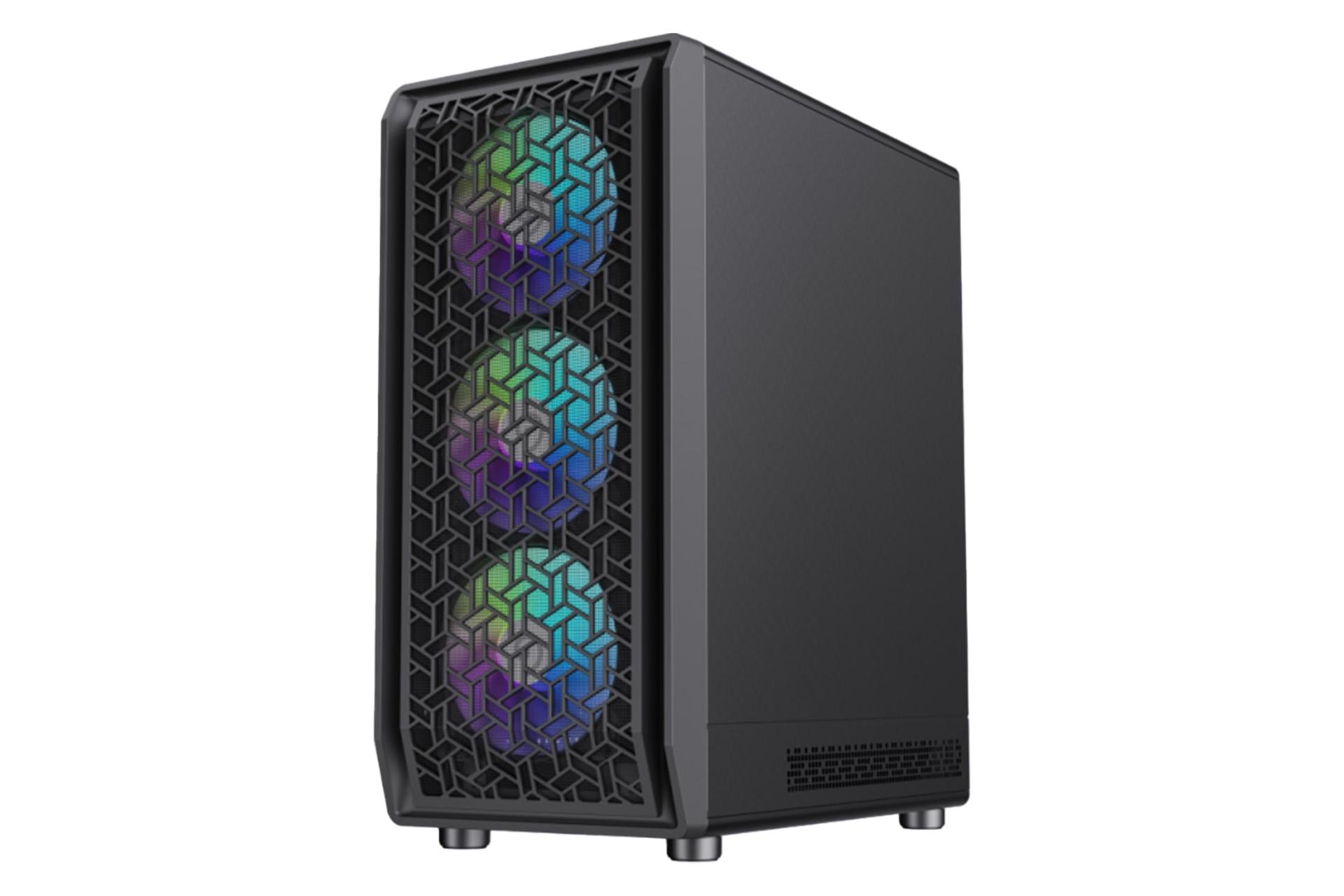 نمای نیمرخ پنل جلو کیس کامپیوتر گیم‌ مکس Forge AB با نمایش پنل سمت راست