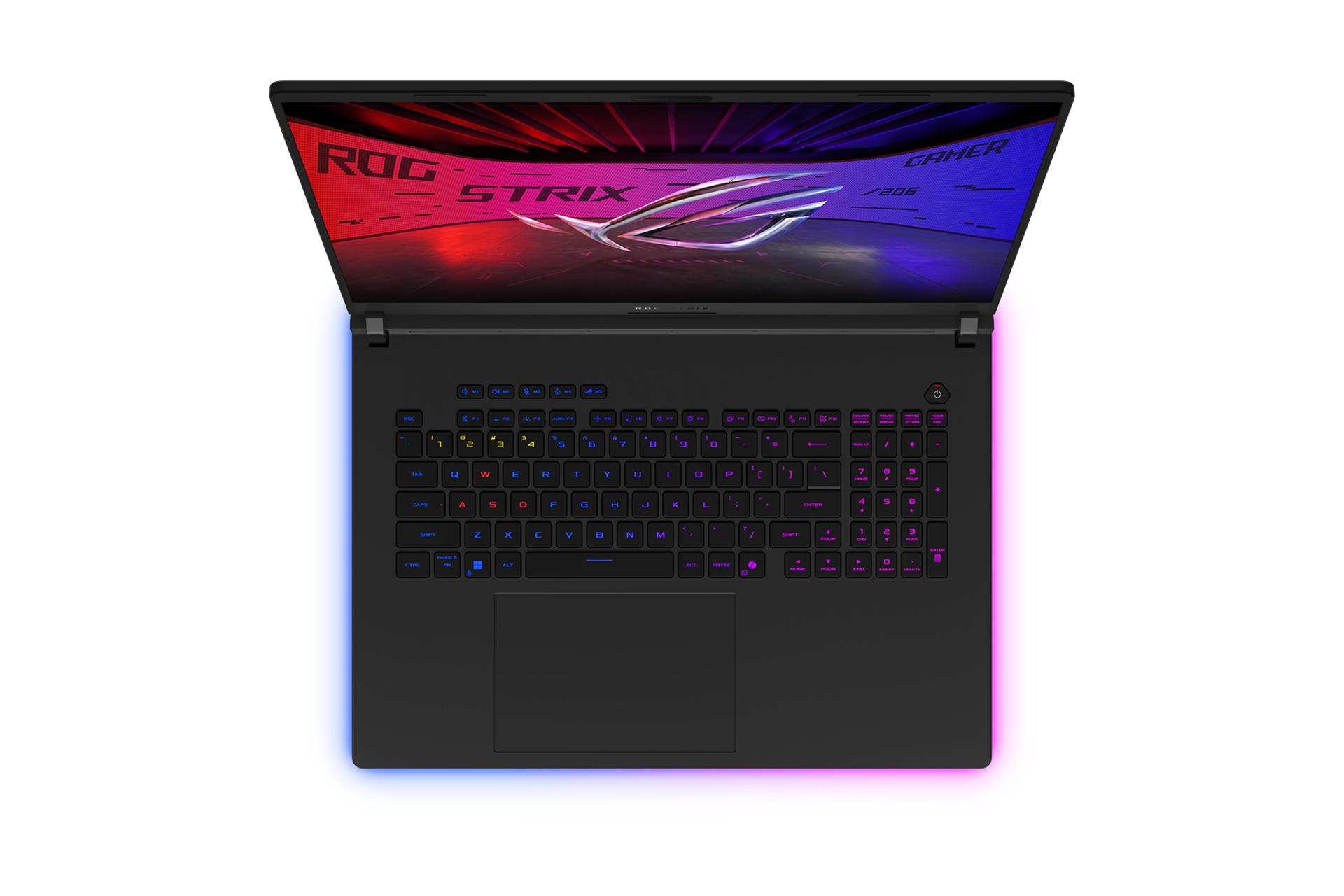 لپ تاپ ایسوس ASUS ROG Strix SCAR 18 G835 2025 نمای بالا و کیبورد