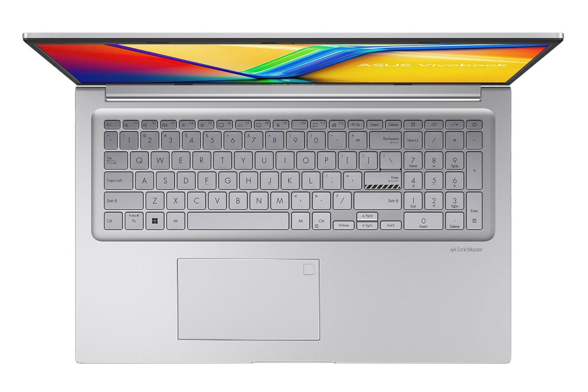 لپ تاپ ایسوس ASUS Vivobook 17 F1704ZA نمای بالا و کیبورد