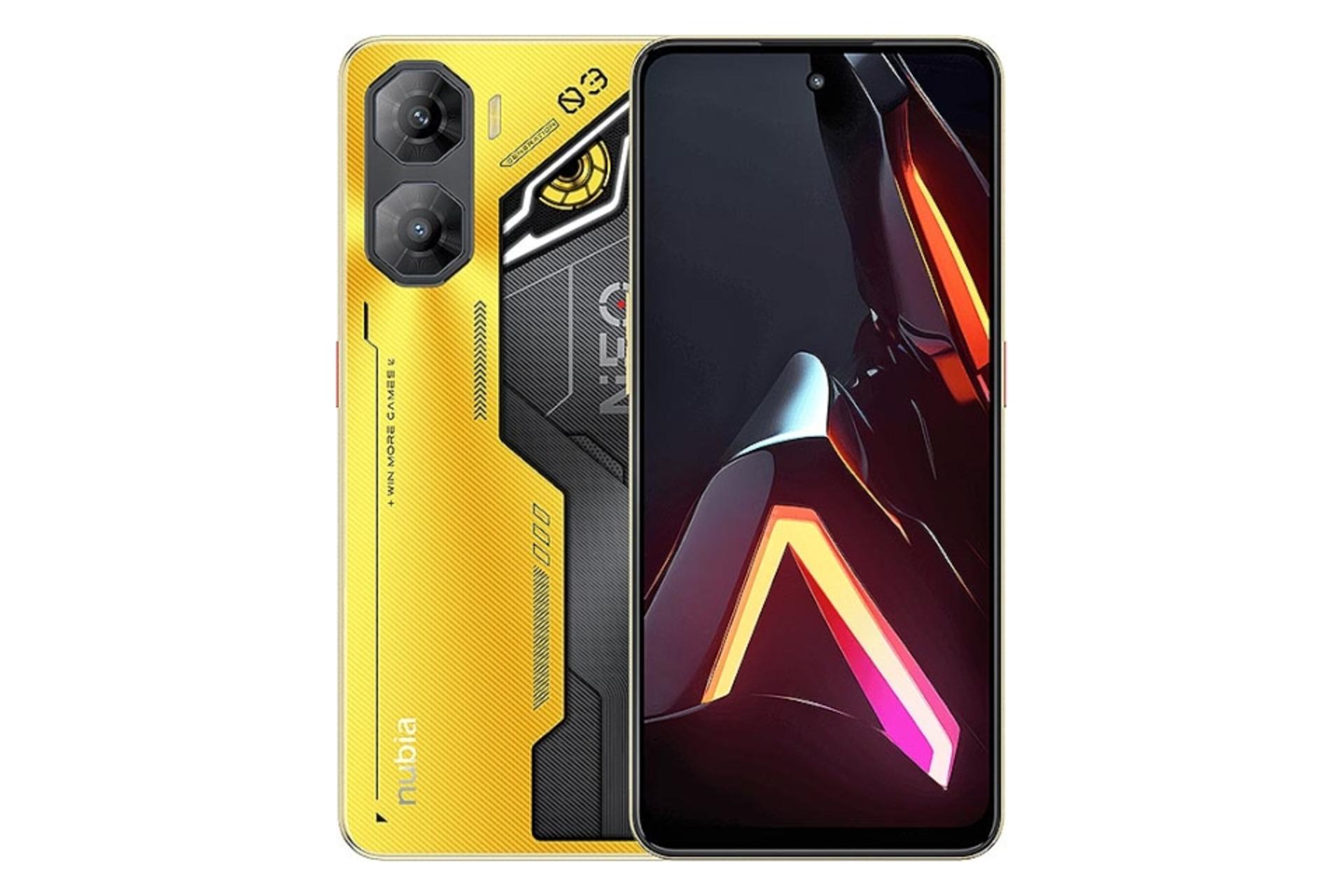 پنل جلو و پشت گوشی موبایل نوبیا نئو 3 زد تی ای 5G مشکی و زرد / ZTE nubia Neo 3 5G