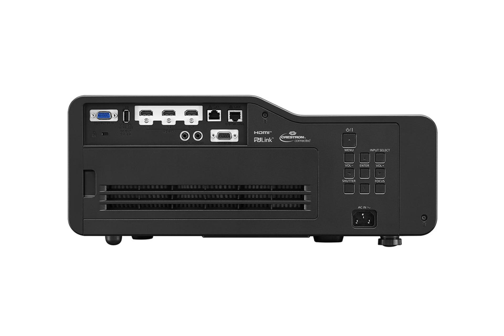 ویدیو پروژکتور پاناسونیک Panasonic PT-CMZ50 رنگ مشکی نمای جانبی و درگاه ها