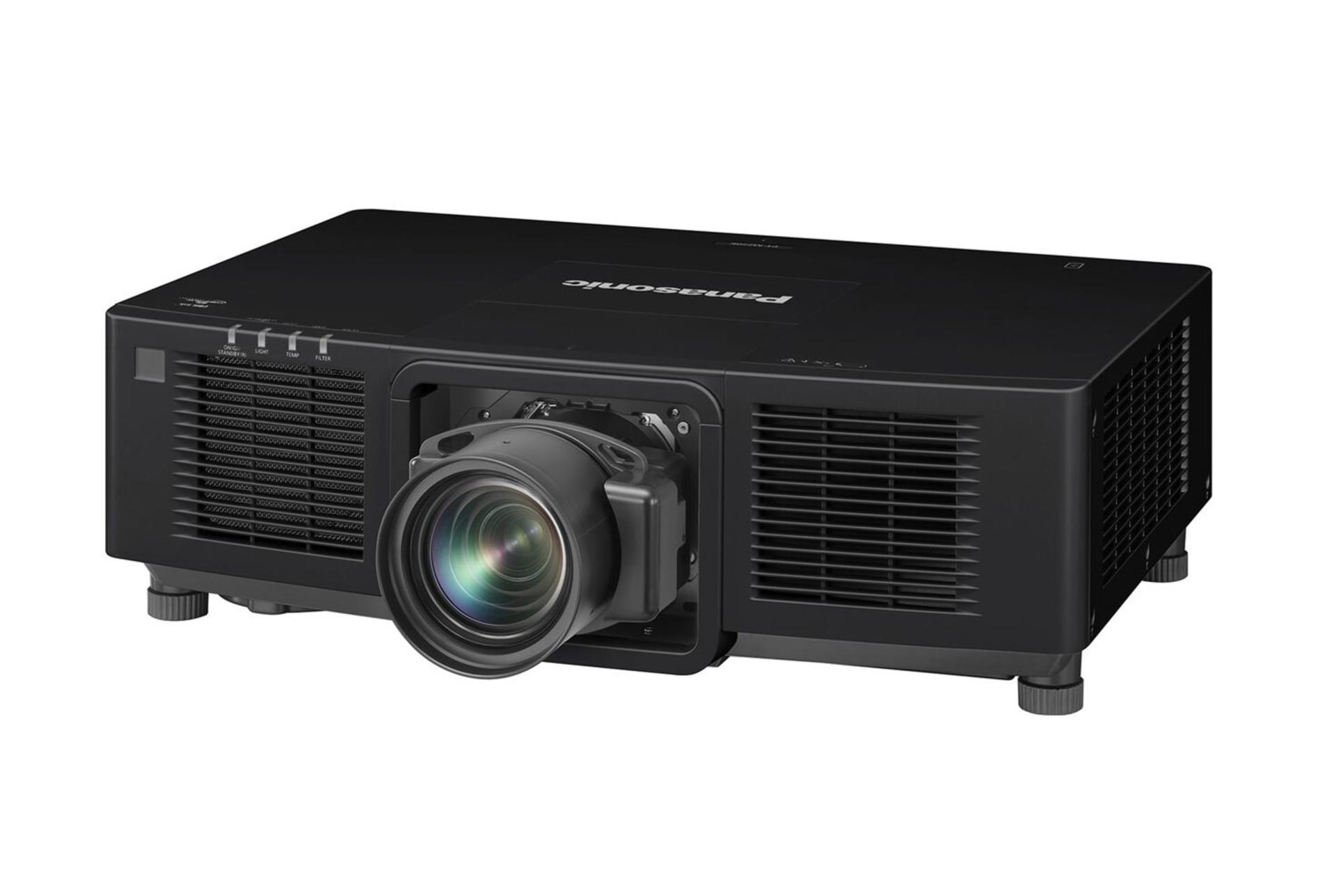 ویدیو پروژکتور پاناسونیک Panasonic PT-MZ11K رنگ مشکی نمای جلو و راست