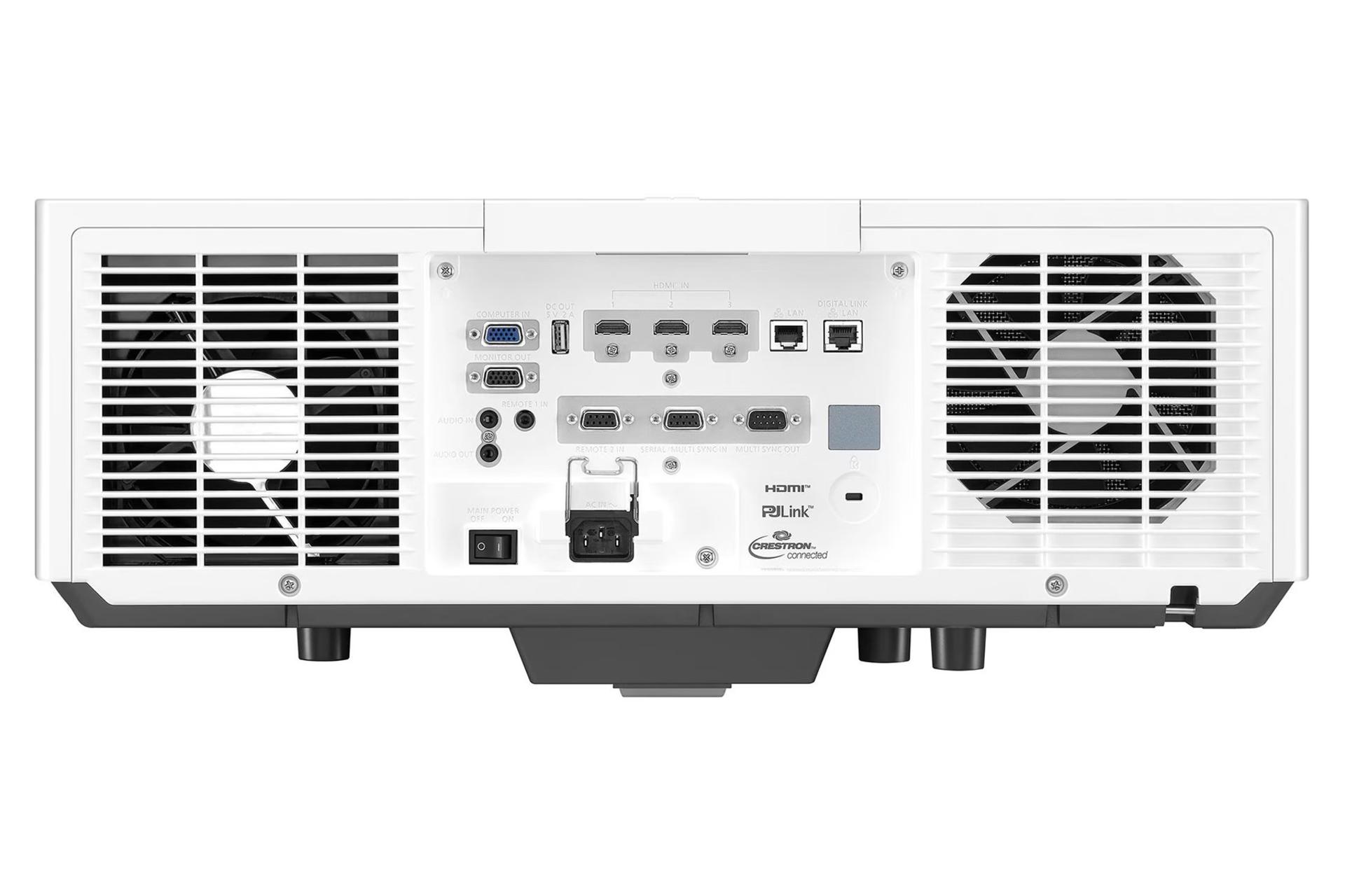ویدیو پروژکتور پاناسونیک Panasonic PT-MZ882 رنگ سفید نمای پشت و درگاه ها