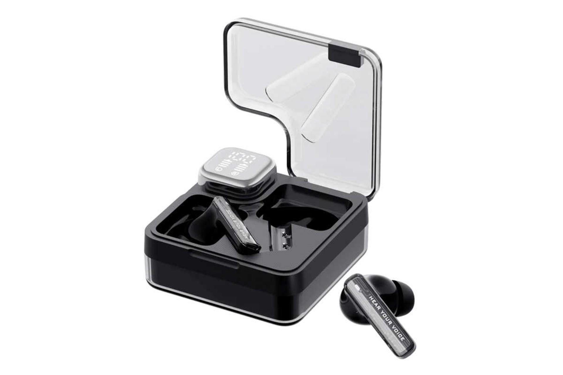 نمای سمت راست ایرباد بی سیم کیو سی وای MeloBuds Neo رنگ مشکی