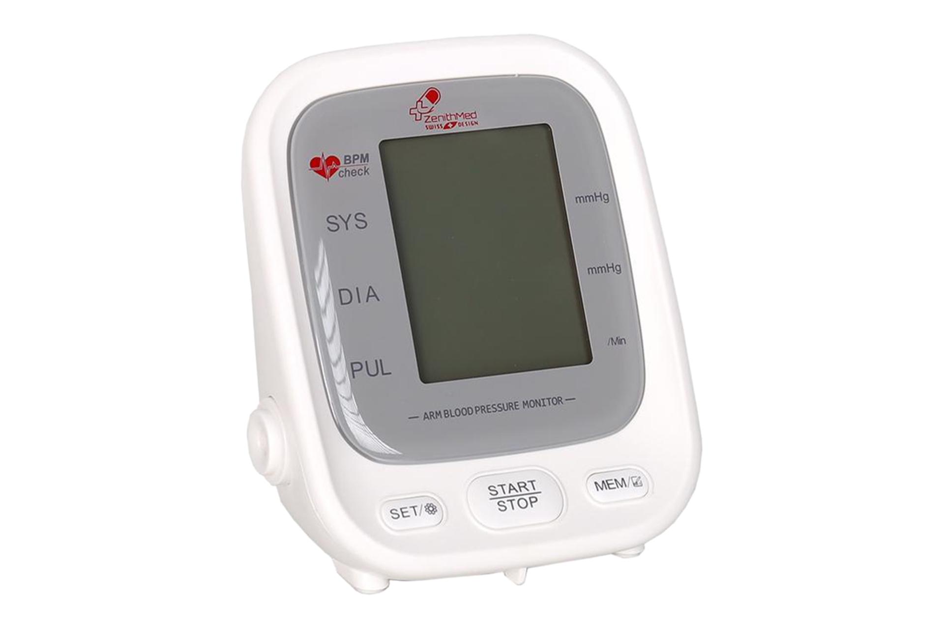 نمای نیمرخ دستگاه فشار خون زنیت مد X3 با نمایش نمایشگر و لبه سمت چپ