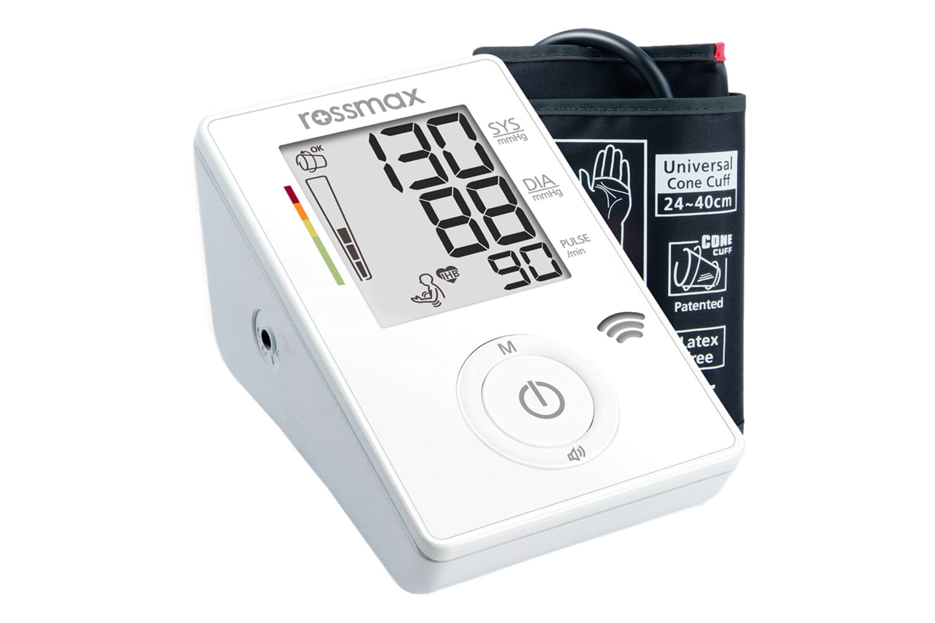 نمای کلی دستگاه فشار خون رز مکس CF175f با نمایش کاف، لوگو و نمایشگر