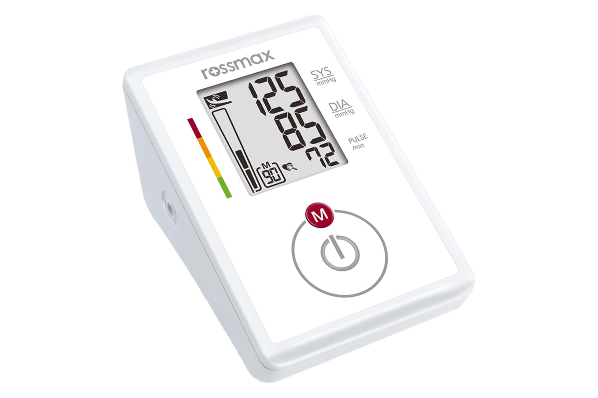 نمای نیمرخ دستگاه فشار خون رز مکس CH155f با نمایش لبه سمت چپ، لوگو و نمایشگر