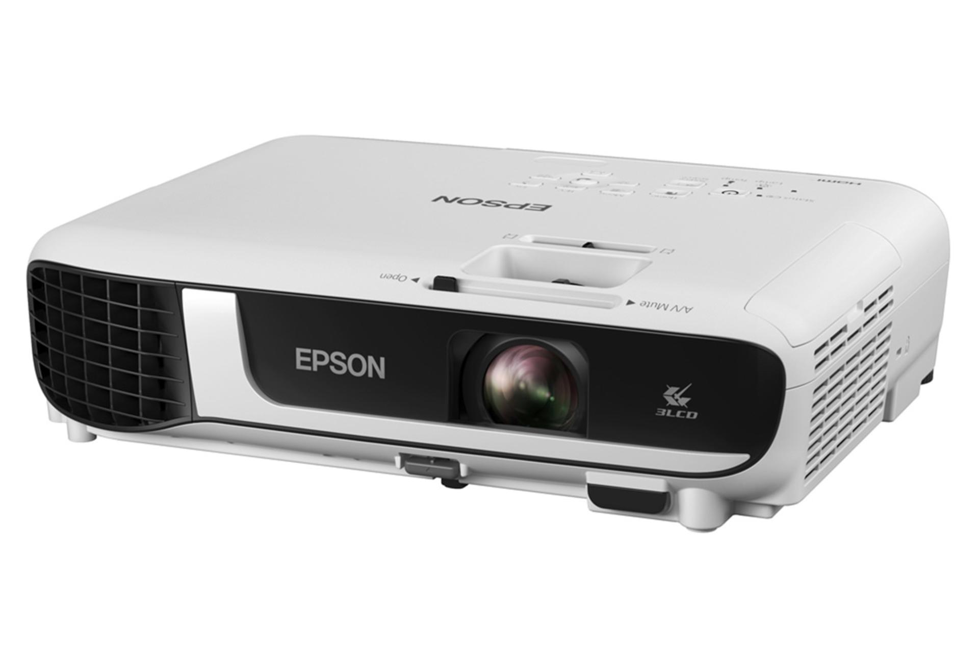 ویدیو پروژکتور اپسون Epson EB-W52 نمای جلو و راست