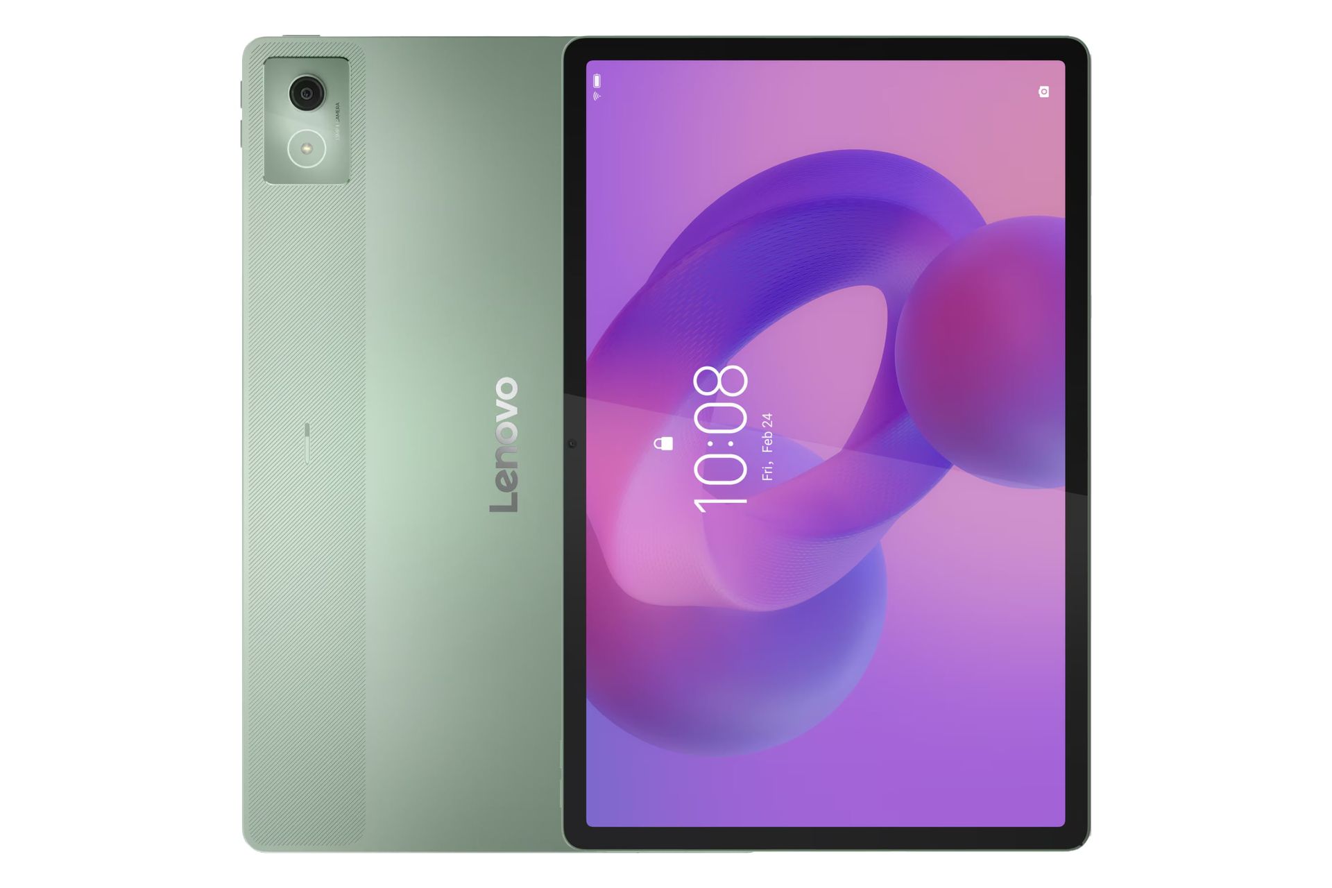 نمای کلی تبلت Idea تب پرو لنوو / Lenovo Idea Tab Pro با نمایشگر روشن و نمایش لوگو و دوربین پنل پشت