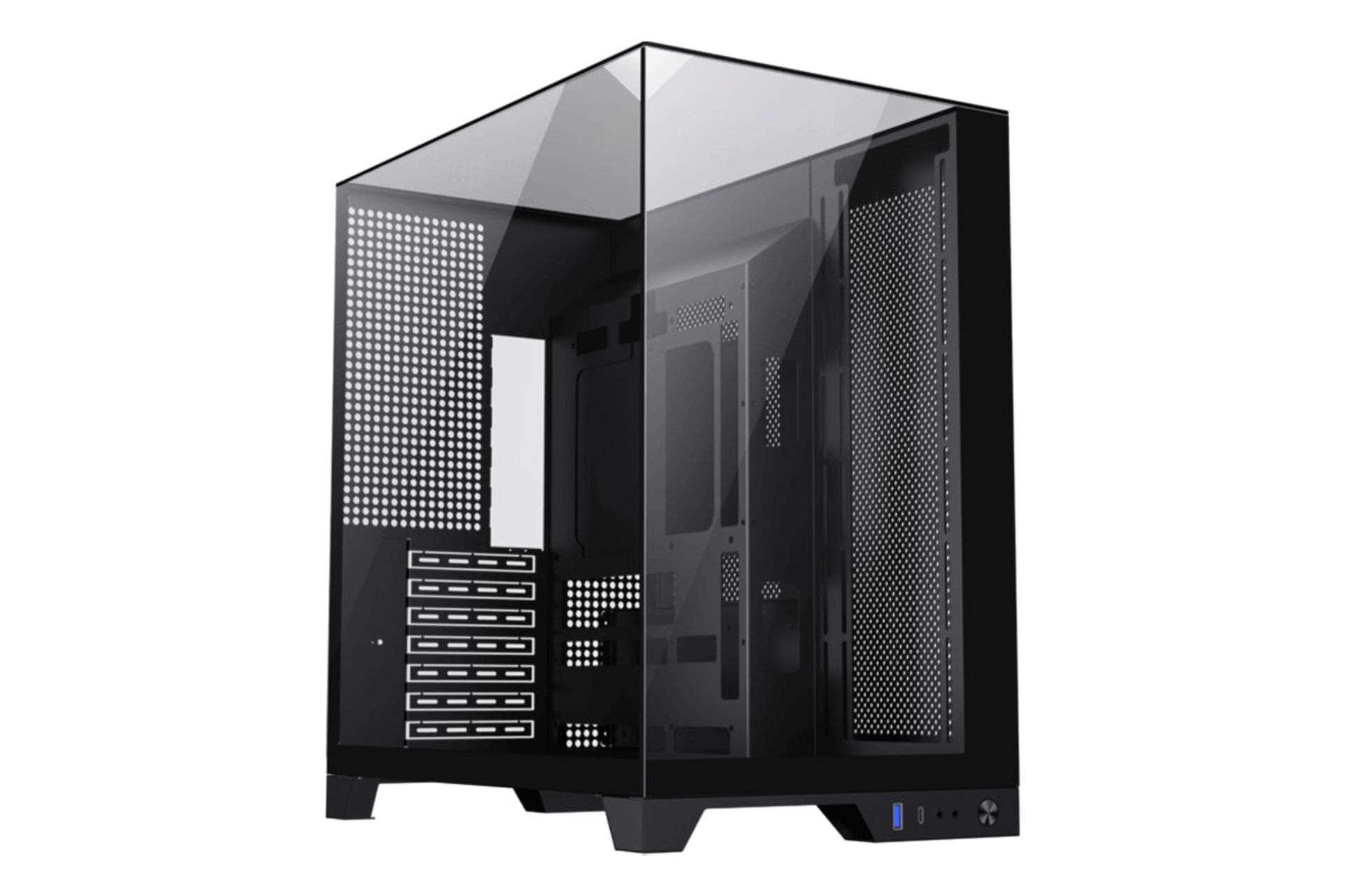 نیمرخ پنل جلو و کناری کیس کامپیوتر گیم‌ مکس Infinity Plus رنگ مشکی