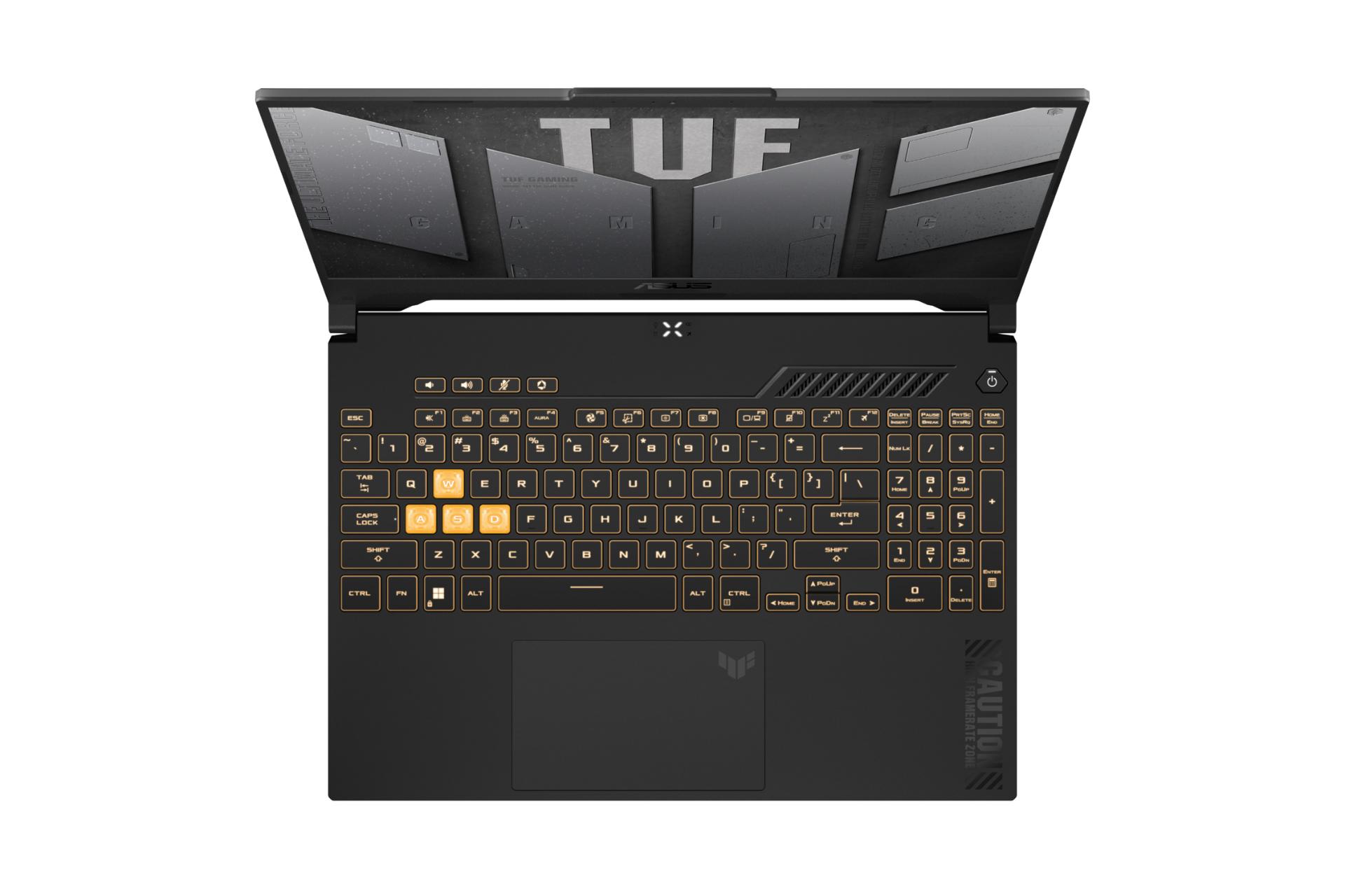 لپ تاپ ایسوس ASUS TUF Gaming F15 FX507VI نمای بالا و کیبورد