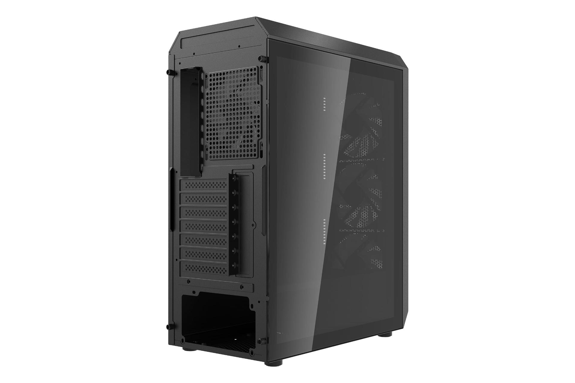 نمای نیمرخ پنل پشت کیس کامپیوتر ای دیتا XPG VALOR AIR PLUS با نمایش منافذ عبور هوا رنگ مشکی