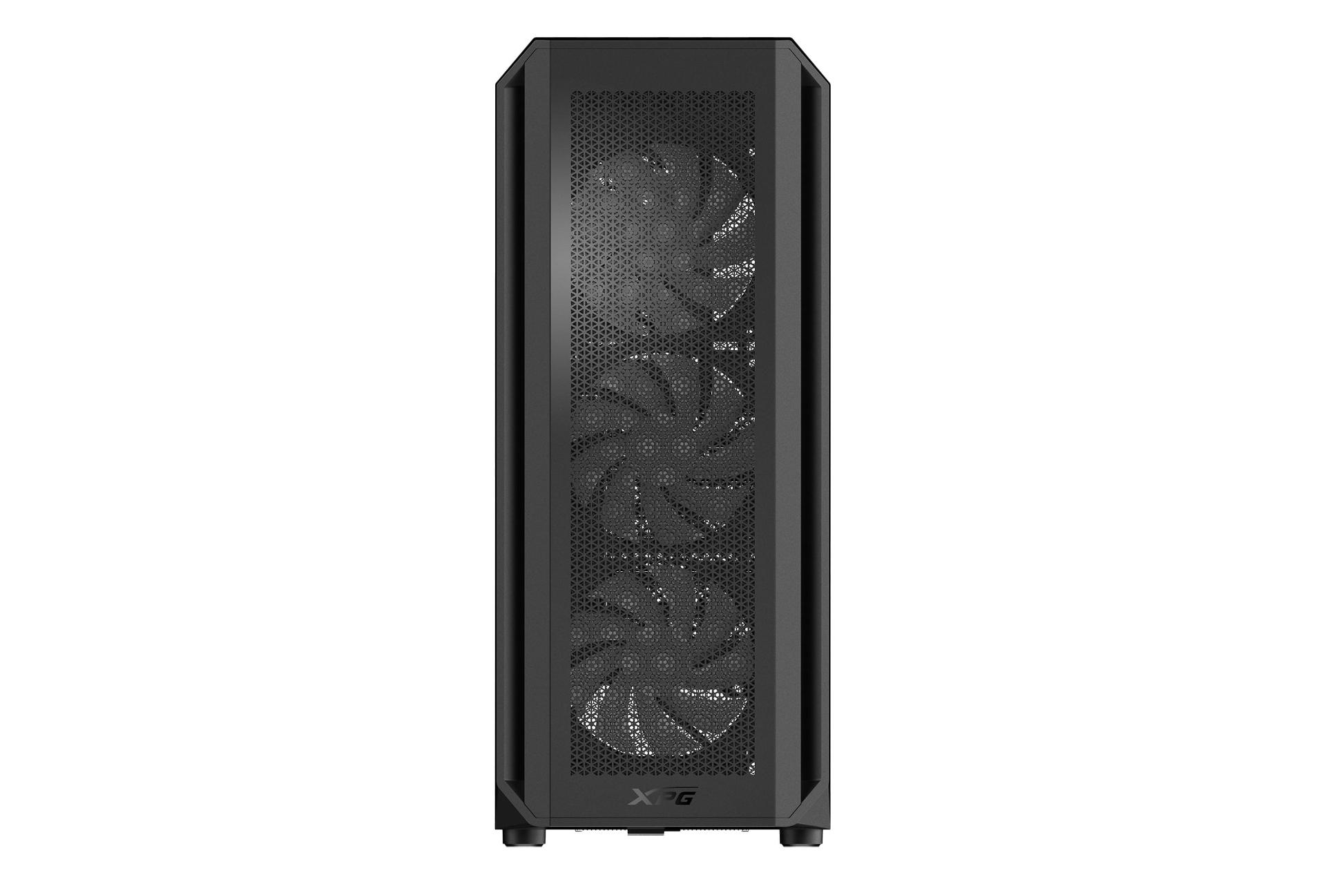 پنل جلوی کیس کامپیوتر ای دیتا XPG VALOR AIR PLUS با نمایش لوگو و فن‌ها رنگ مشکی