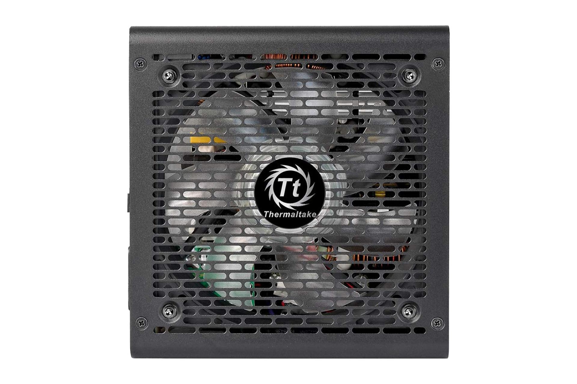 نمای پنل زیر پاور کامپیوتر ترمالتیک Smart BX1 RGB با توان 750 وات با نمایش فن و لوگو