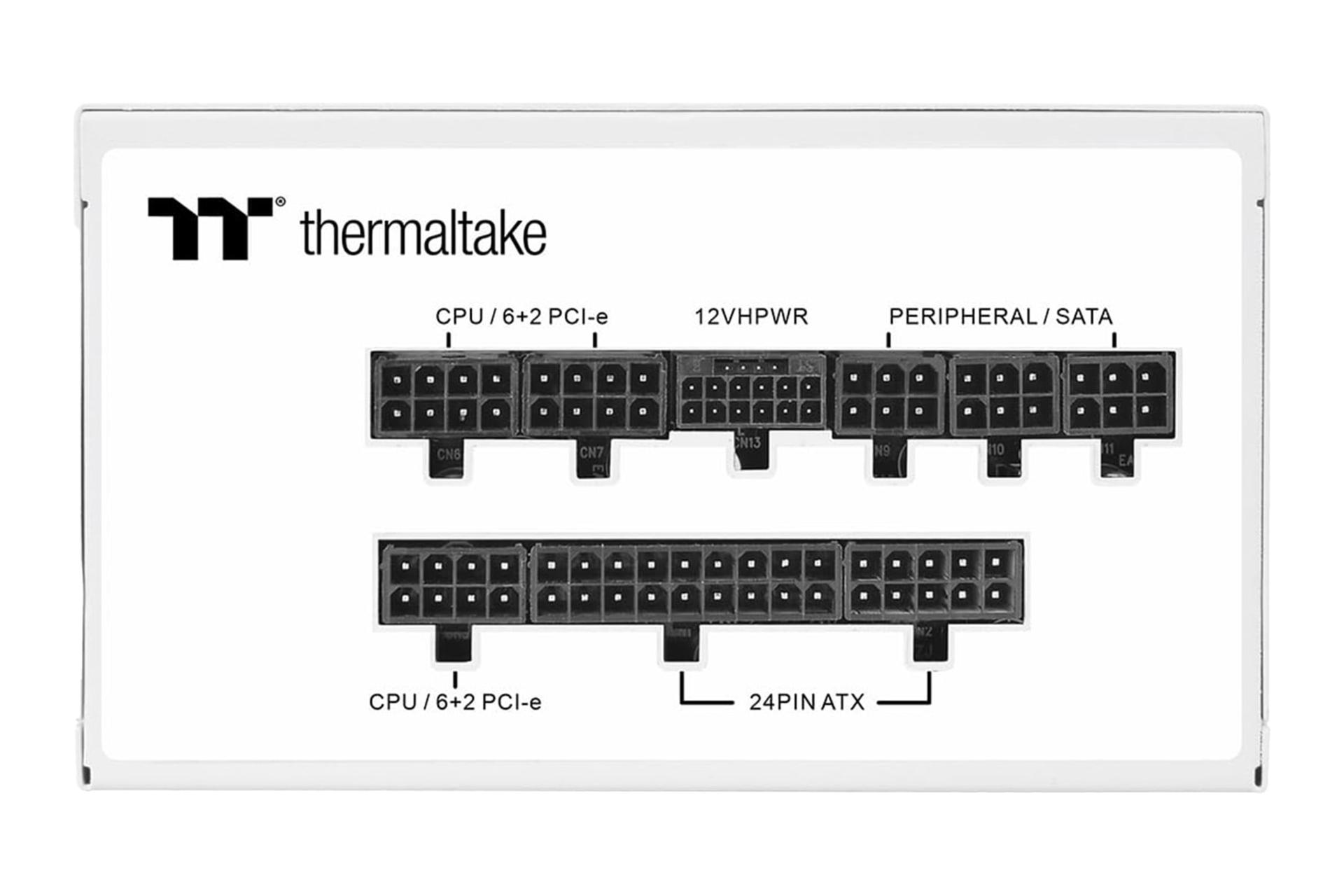 نمای اتصالات پنل پشت پاور کامپیوتر ترمالتیک Toughpower GF A3 Snow - TT Premium Edition با توان 850 وات