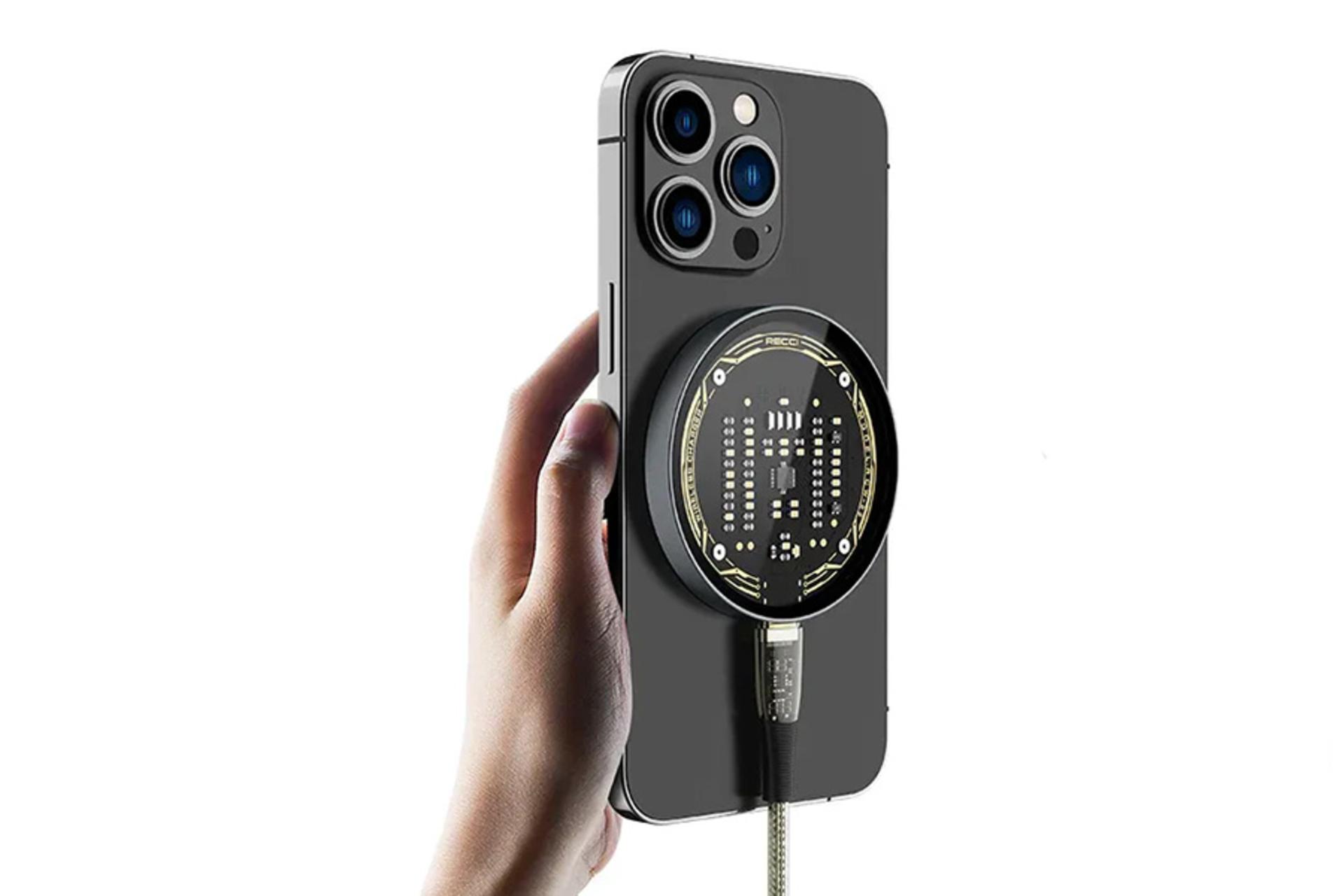 نمای کناری شارژر رسی Recci RCW-23CC With Type-C Cable