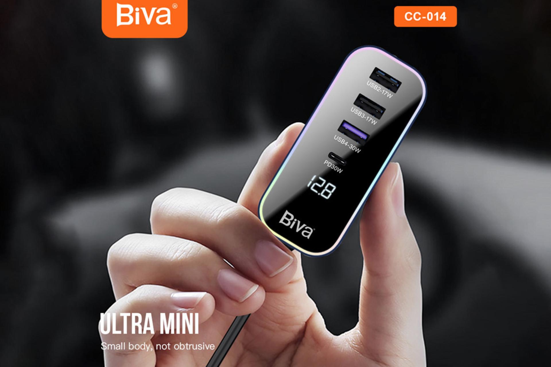 ابعاد شارژر بیوا Biva CC-014 در دست