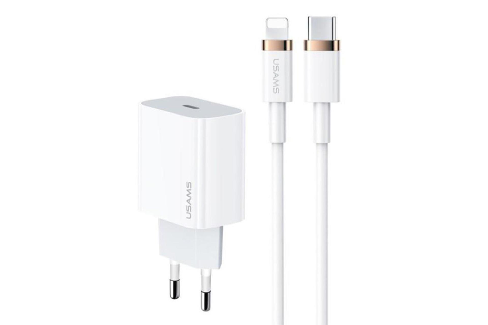 نمای کناری شارژر یوسمز USAMS T49 With Lightning Cable