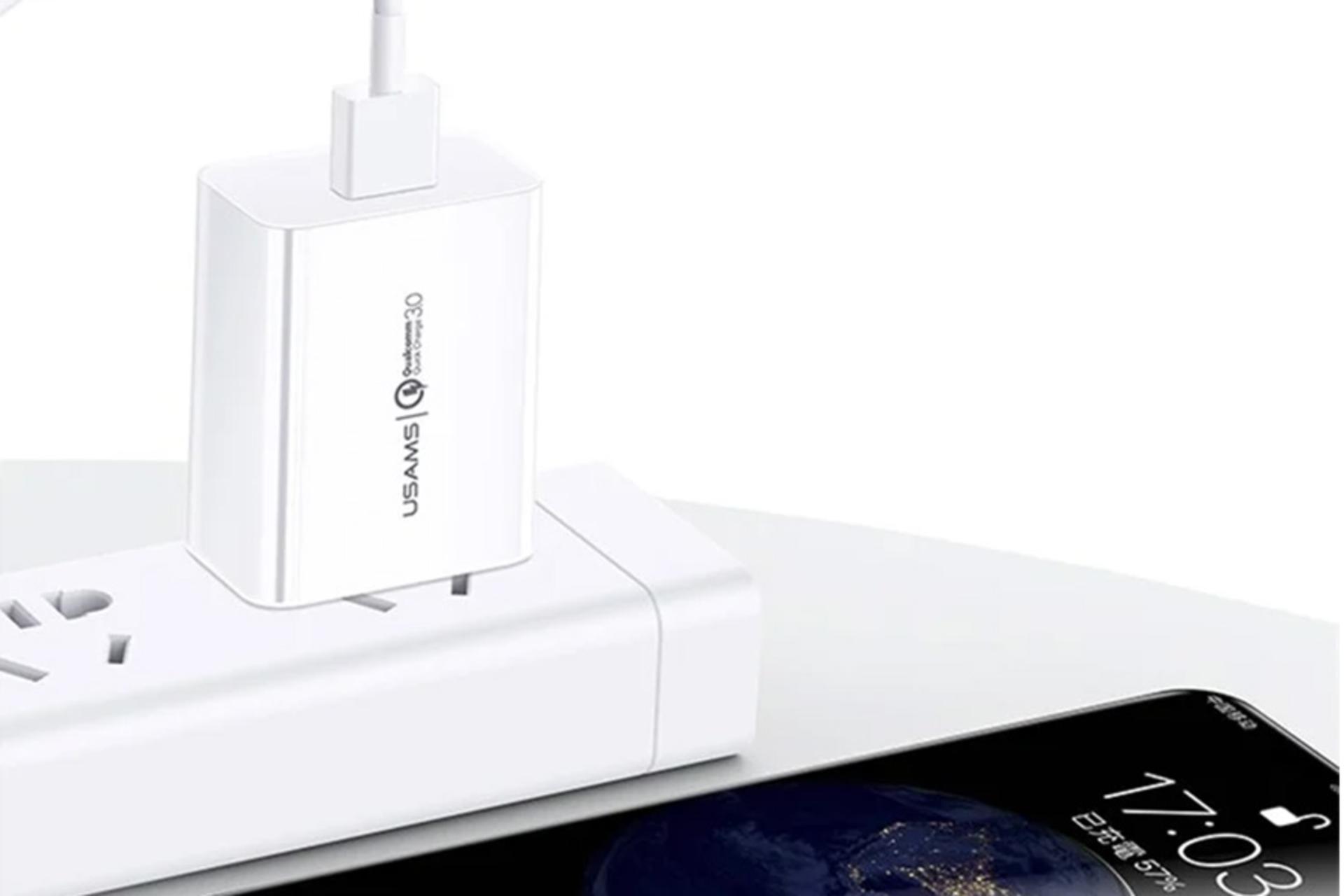 نمای درحال کار شارژر یوسمز USAMS US-T48 T22 With Type-C Cable