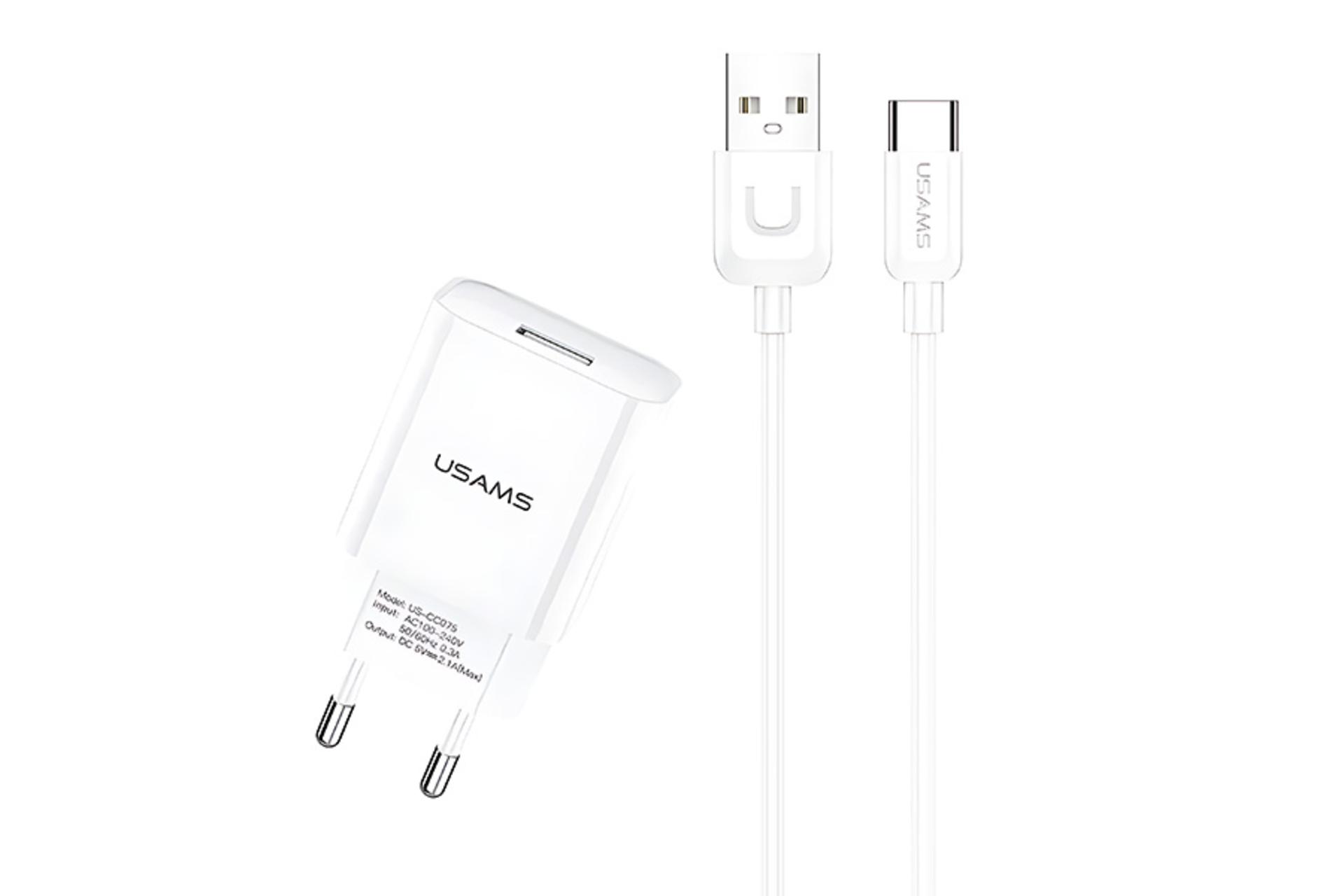 شارژر یوسمز USAMS T21 With Type-C Cable به همراه کابل