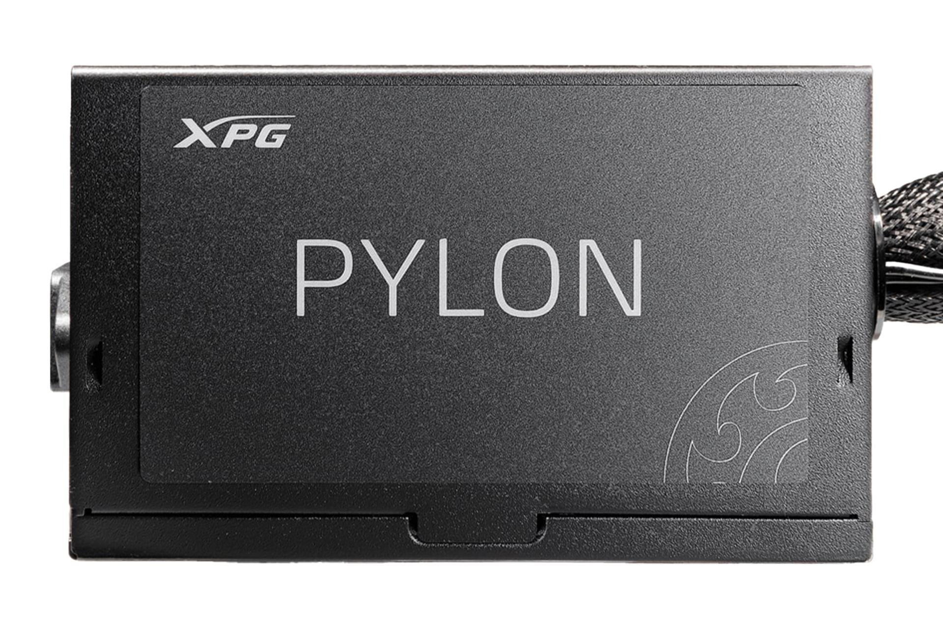 نمای پنل کناری پاور کامپیوتر ای دیتا XPG PYLON با توان 650 وات با نمایش لوگو