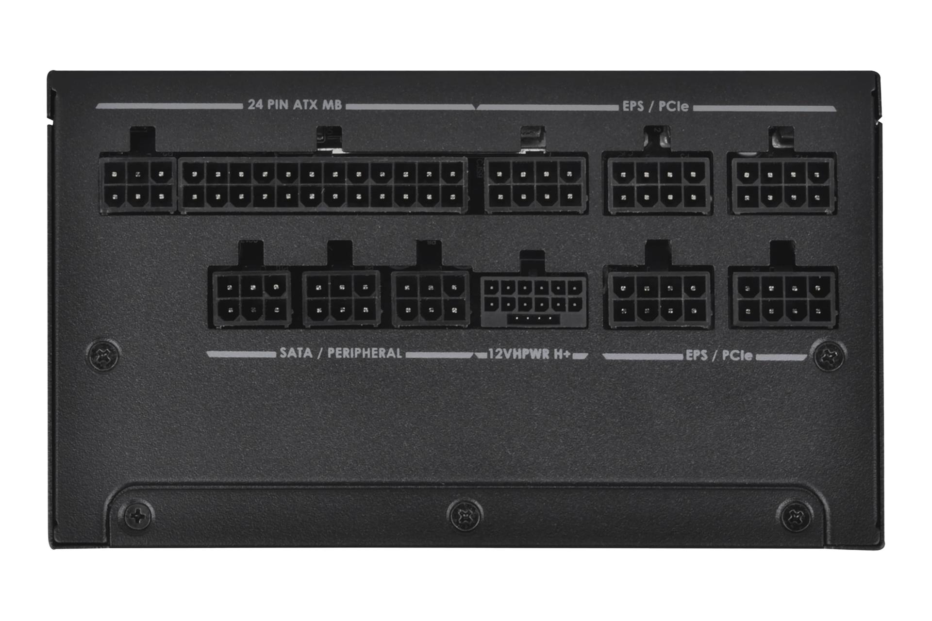 نمای اتصالات پنل پشت پاور کامپیوتر سیلور استون DA1000R Gold با توان 1000 وات