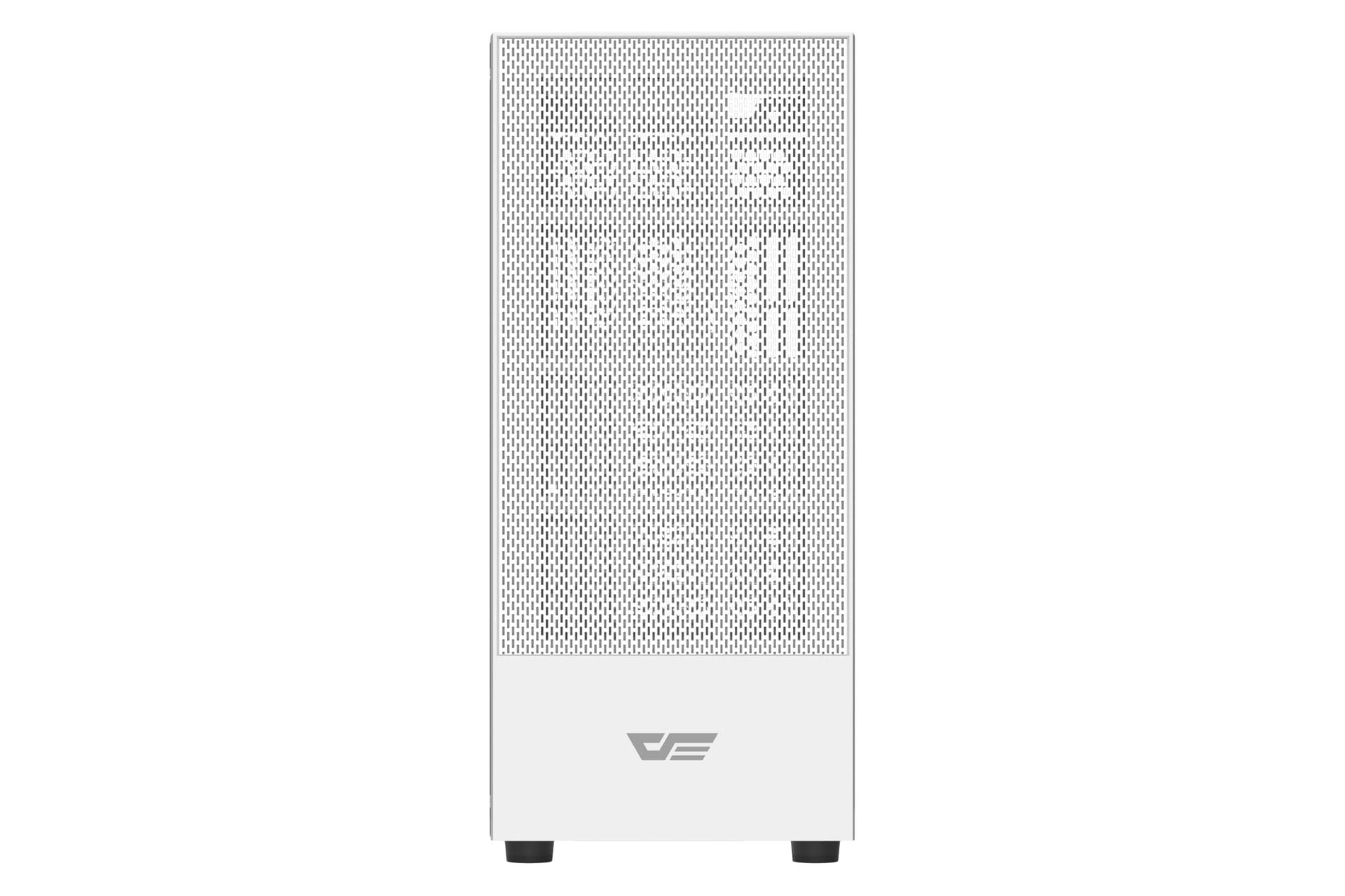 نمای پنل جلوی کیس کامپیوتر دارک فلش A290 با نمایش لوگو رنگ سفید