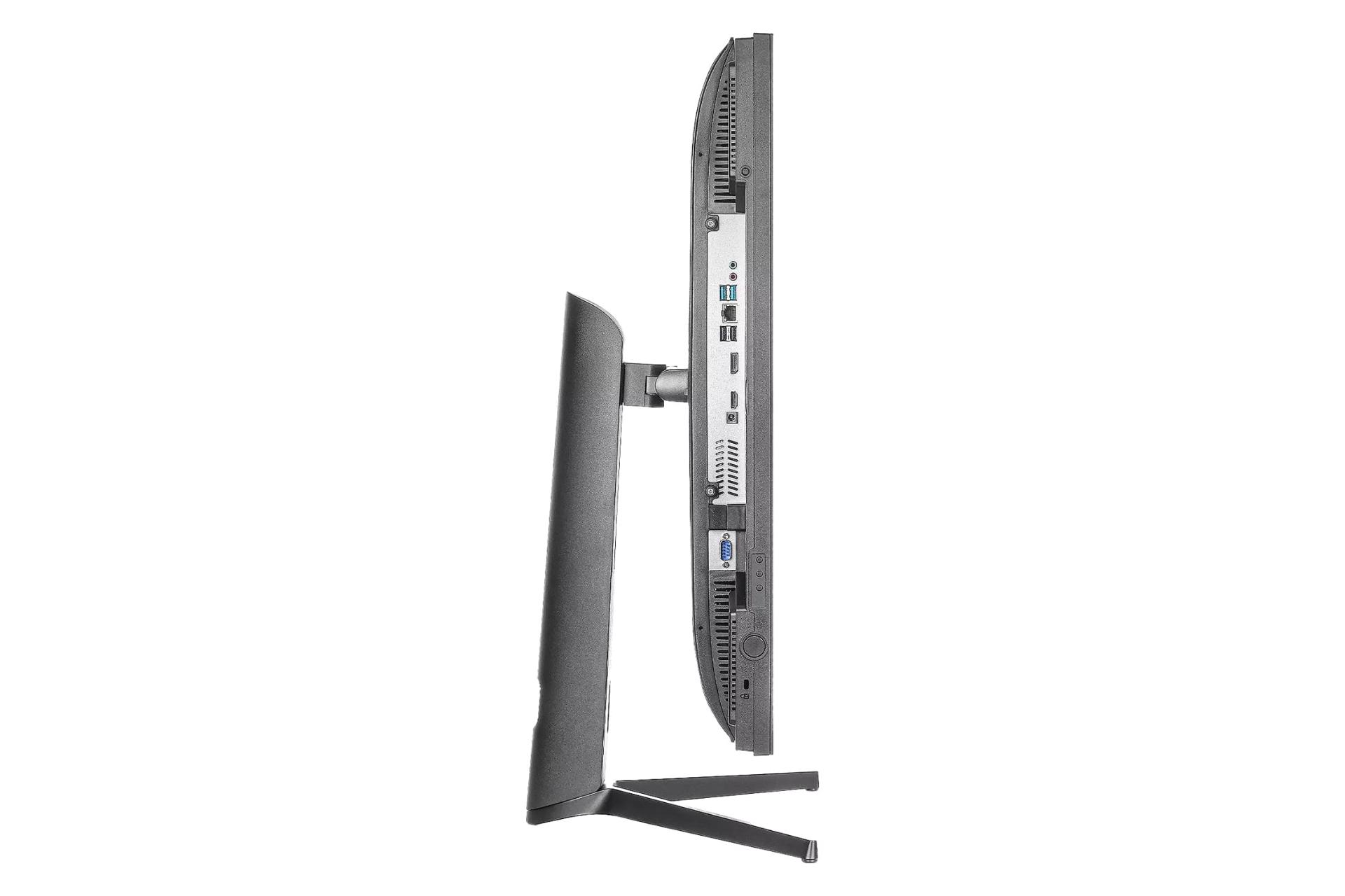 نمای لبه پایین و پشت کامپیوتر همه کاره GT627 گرین با نمایش درگاه‌ها و منافذ عبور هوا