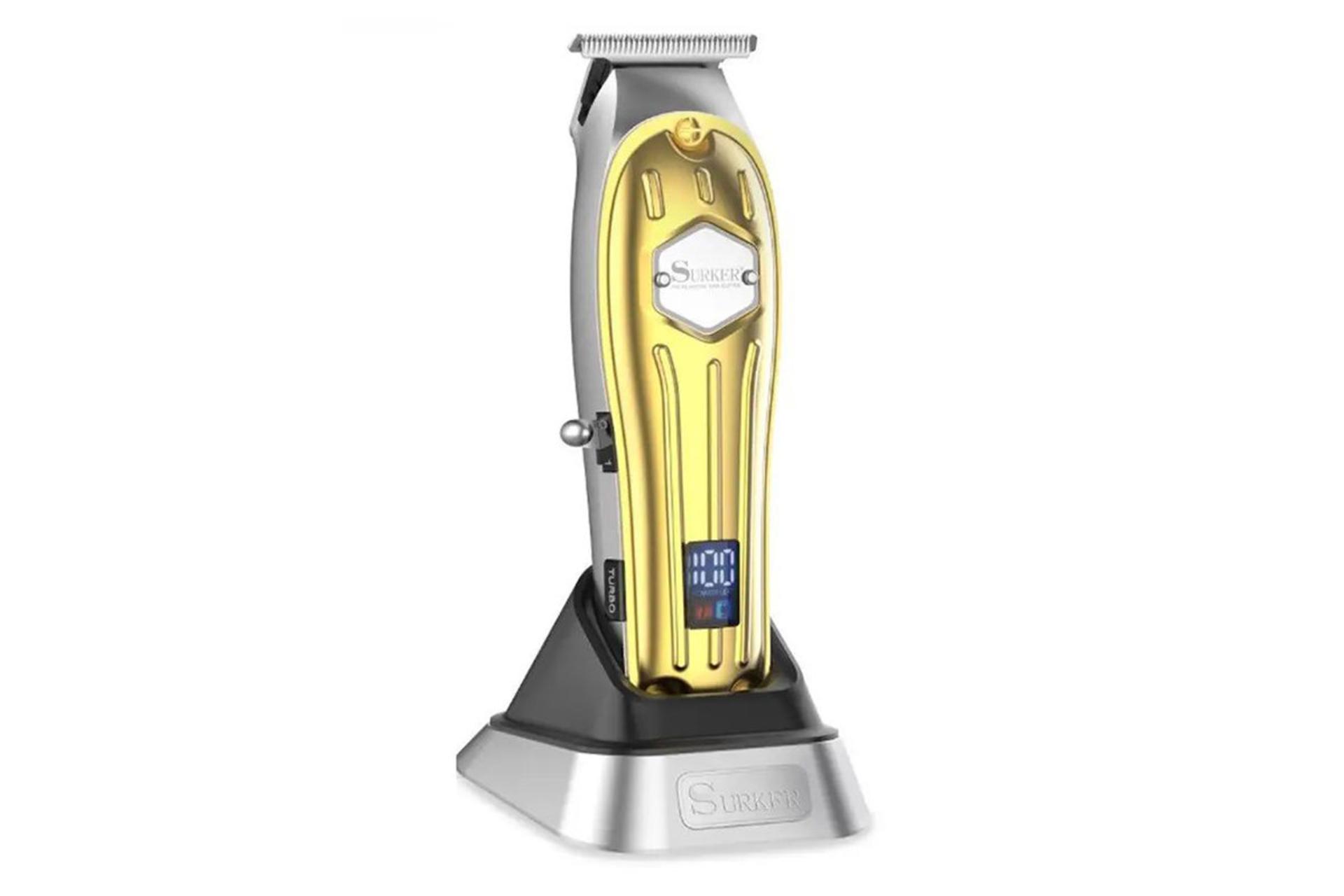 ماشین اصلاح و ریش تراش سورکر Surker SK-1613 رنگ طلایی روی پایه