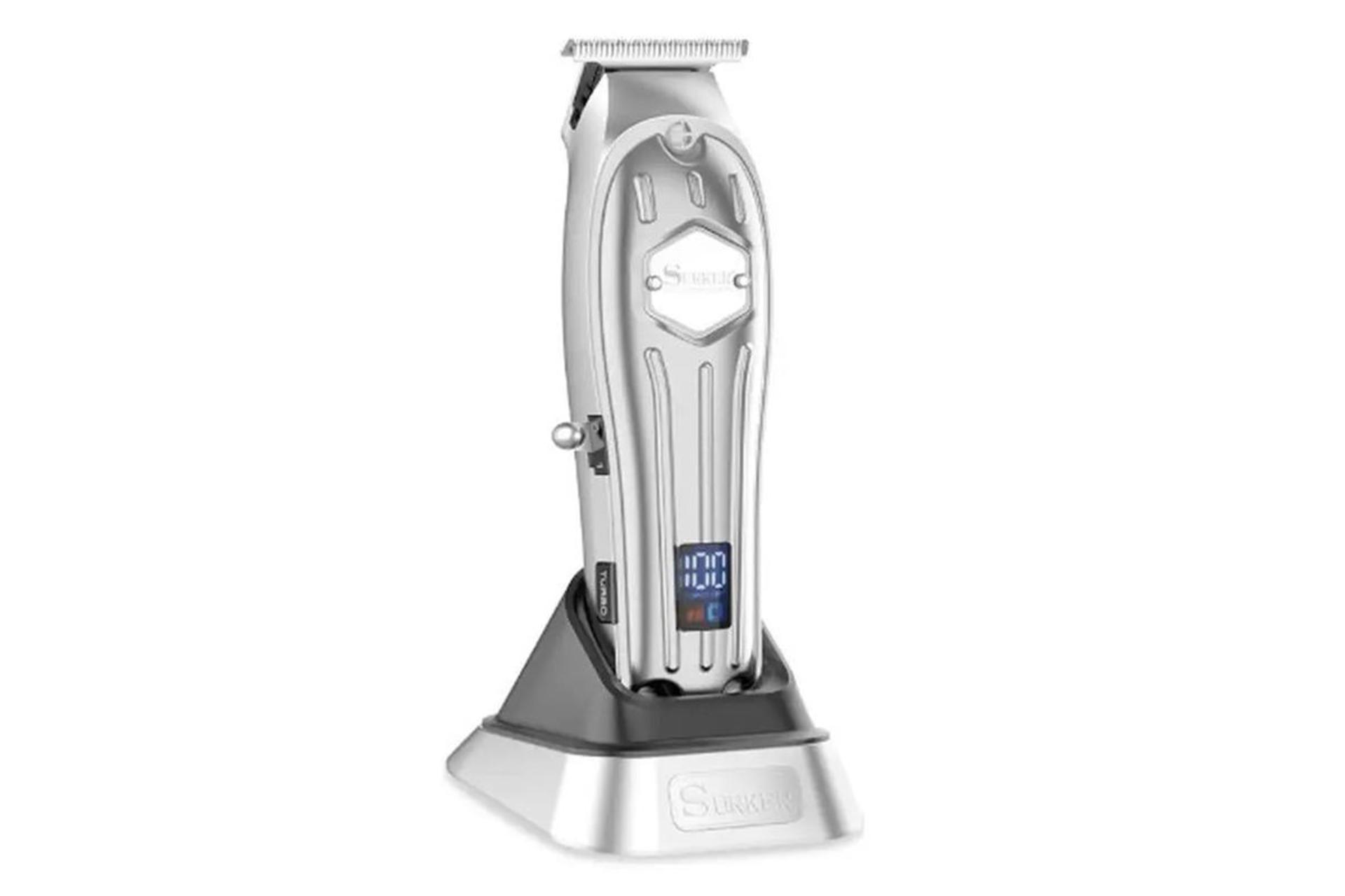 ماشین اصلاح و ریش تراش سورکر Surker SK-1613 رنگ نقره ای روی پایه