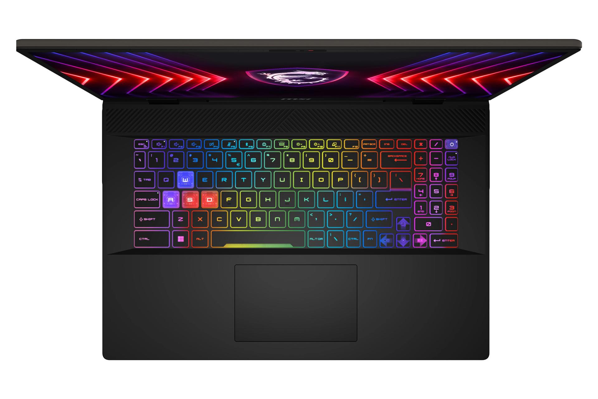 لپ تاپ ام اس آی MSI Sword 17 HX B14VGKG نمای بالا و کیبورد