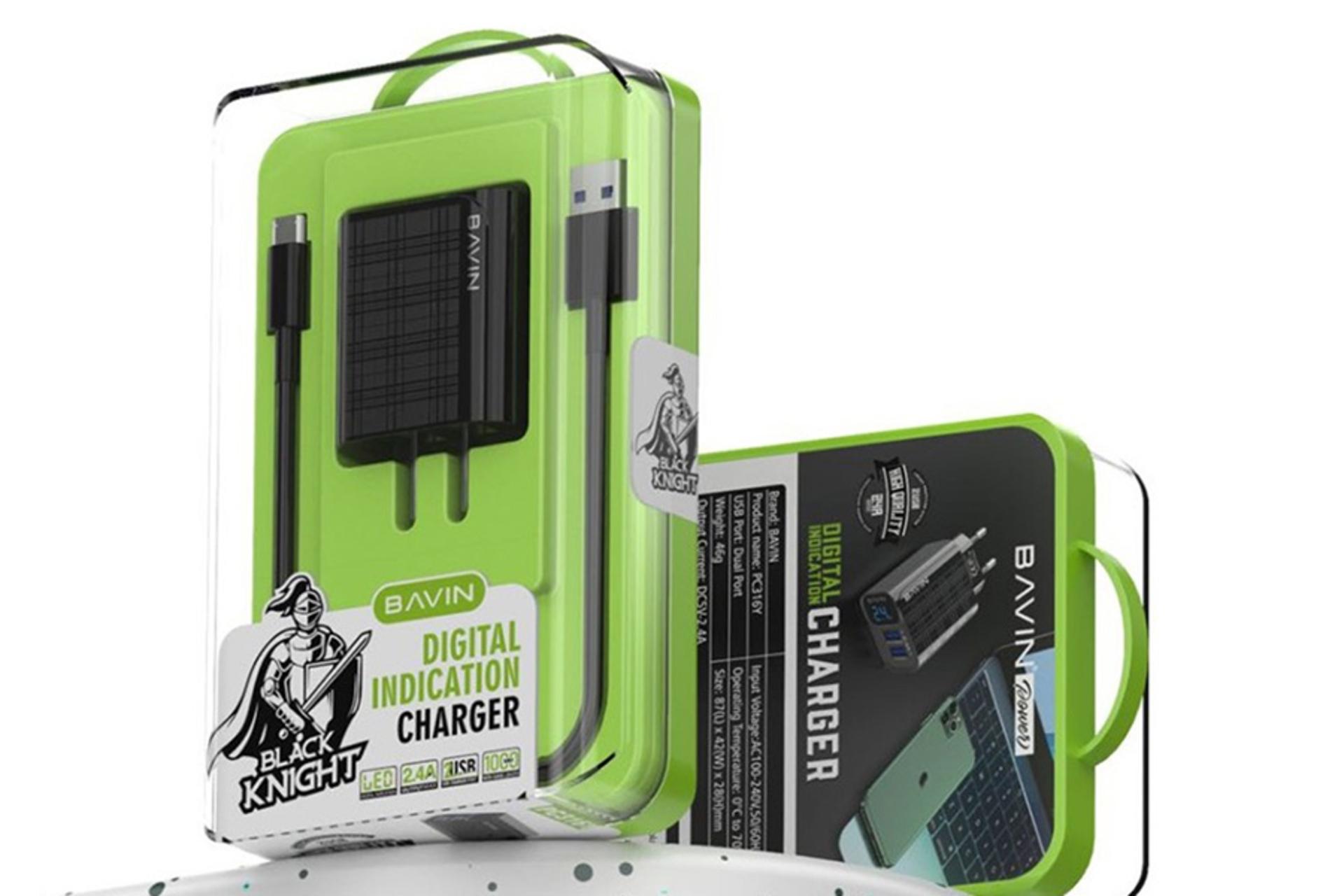 جعبه شارژر باوین Bavin PC316Y With Type-C Cable