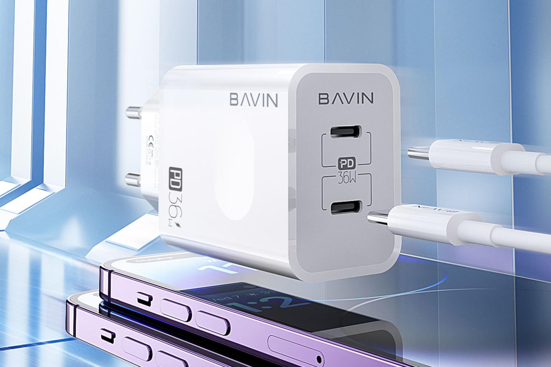 درگاه های اتصال کابل شارژر باوین Bavin PC859Y With Type-C Cable