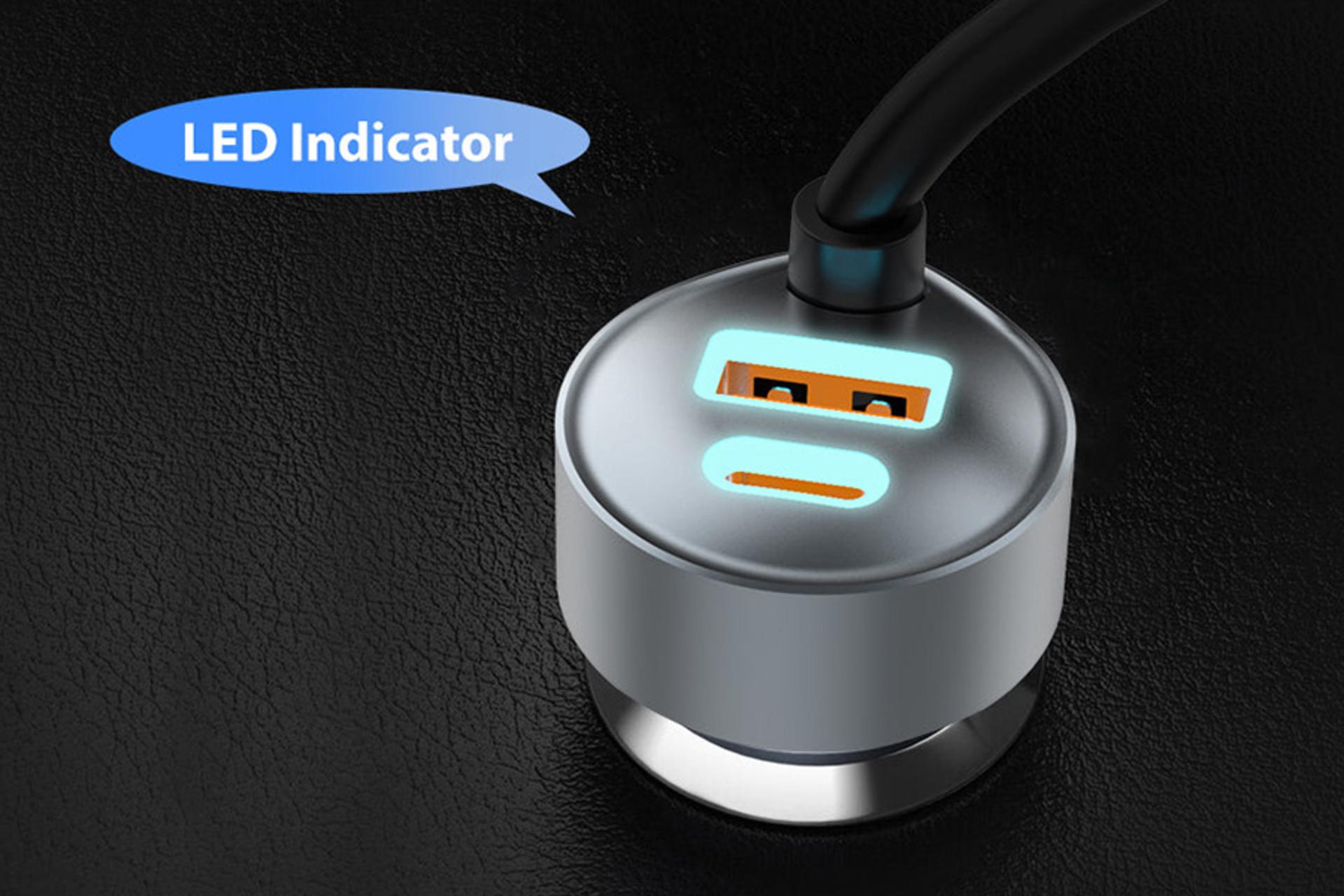 نمای کناری شارژر پرو وان ProOne PCG27 With Type-C Cable