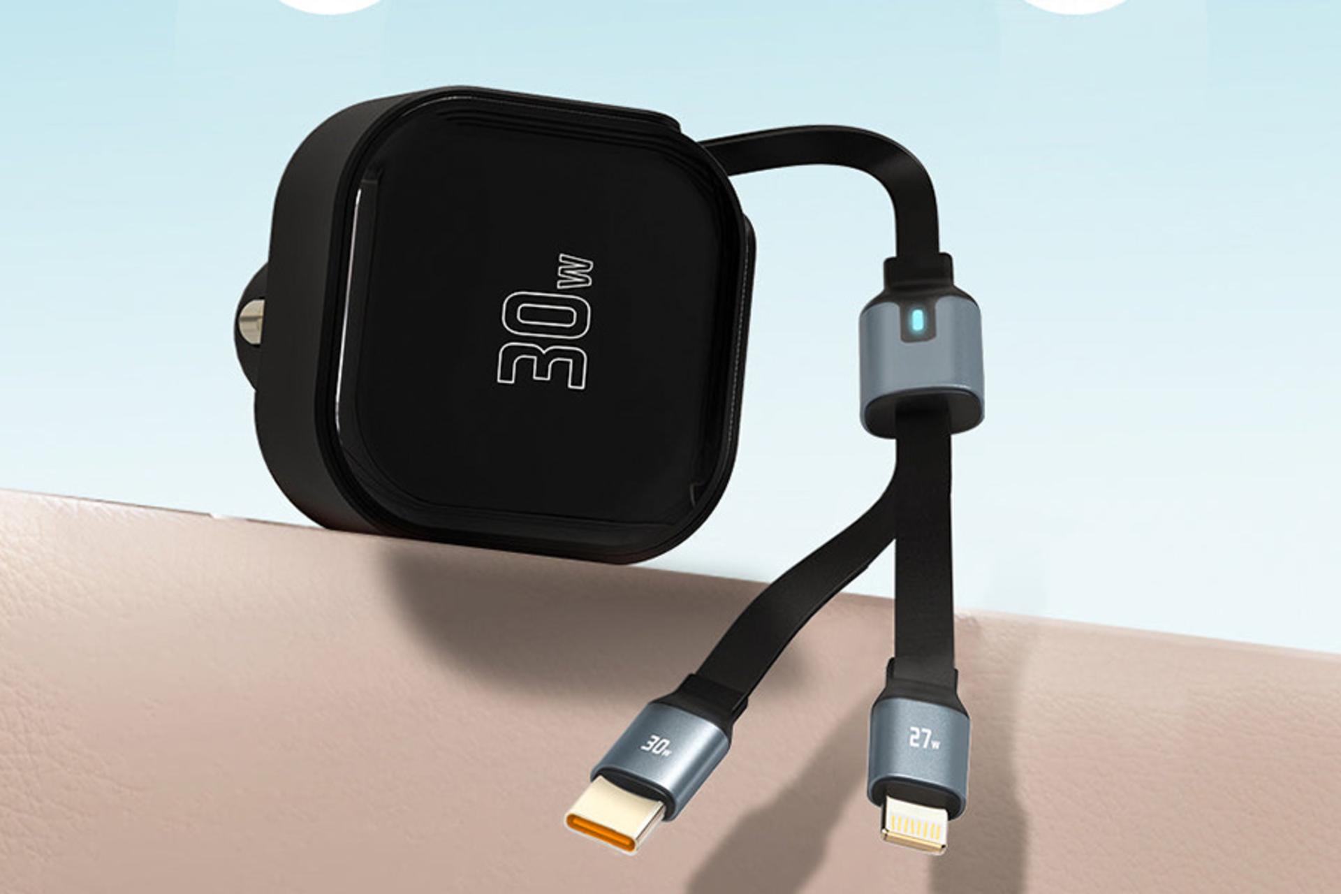 نمای بالای شارژر پرو وان ProOne PCG26 With Type-C Cable And Lightning