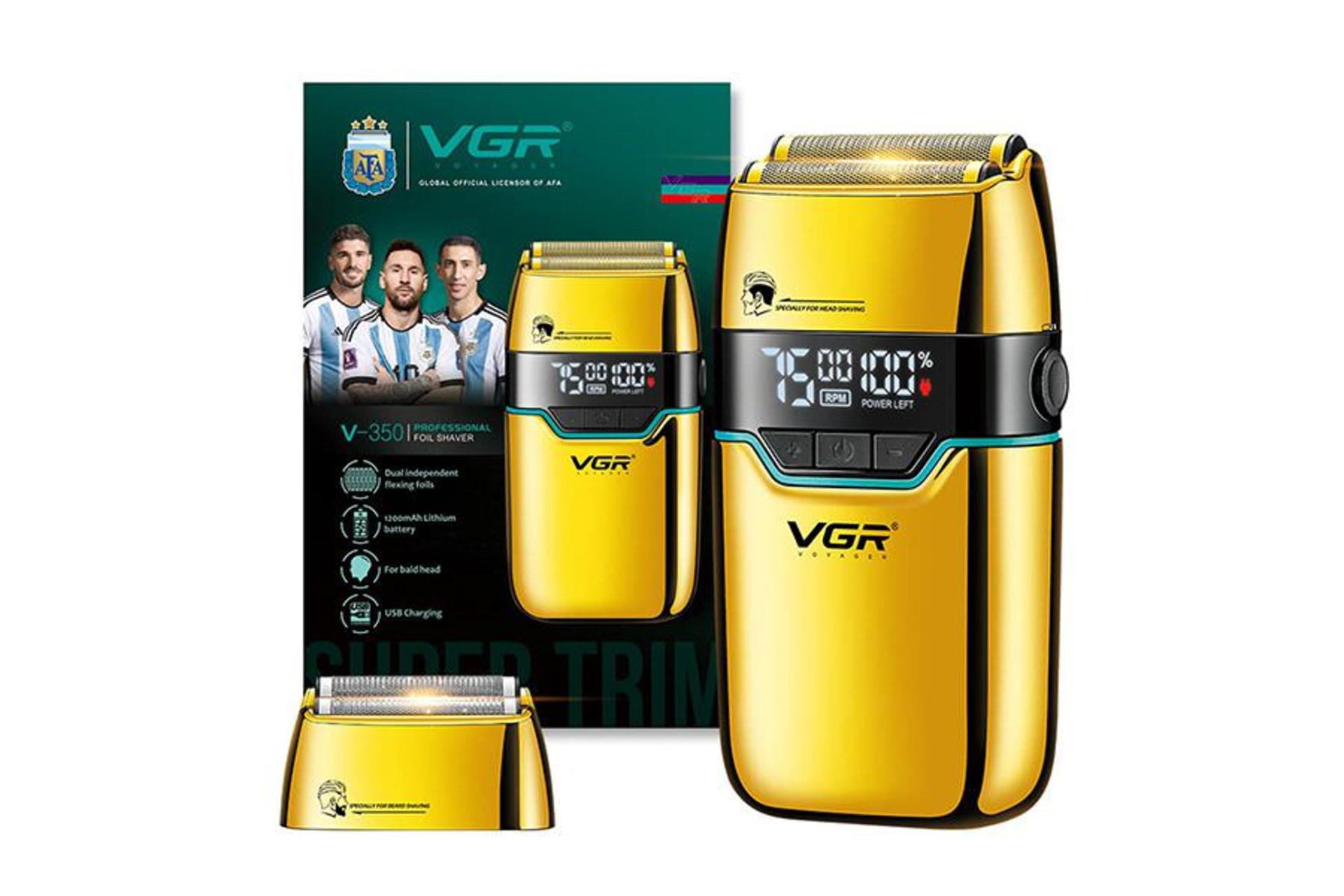 ماشین اصلاح و ریش تراش وی جی آر VGR V-350 رنگ طلایی با جعبه