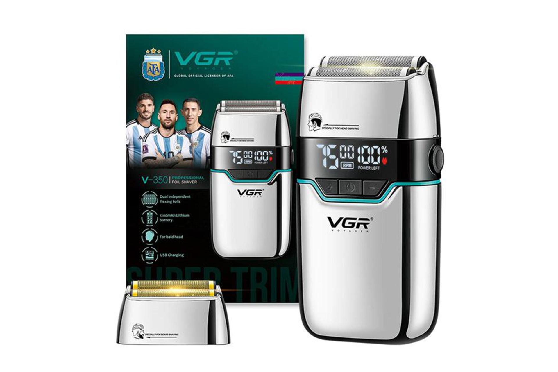 ماشین اصلاح و ریش تراش وی جی آر VGR V-350 رنگ نقره ای با جعبه