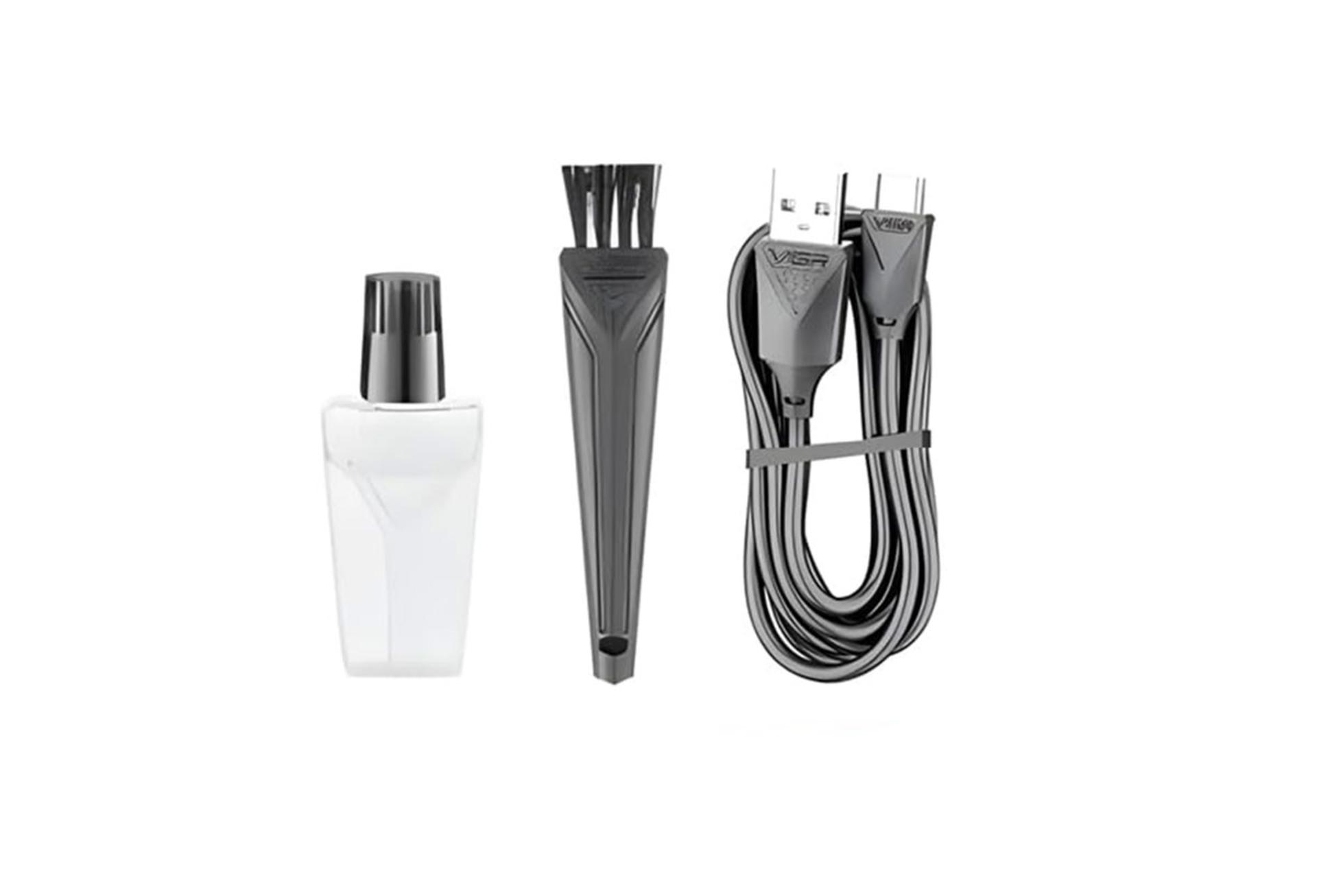 ماشین اصلاح و ریش تراش وی جی آر VGR V-964 بورس نظافت و روغن و کابل شارژ