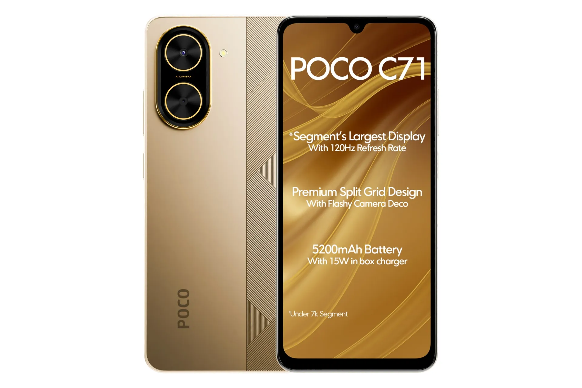 پنل جلو و پشت گوشی موبایل پوکو C71 شیائومی طلایی / Xiaomi Poco C71