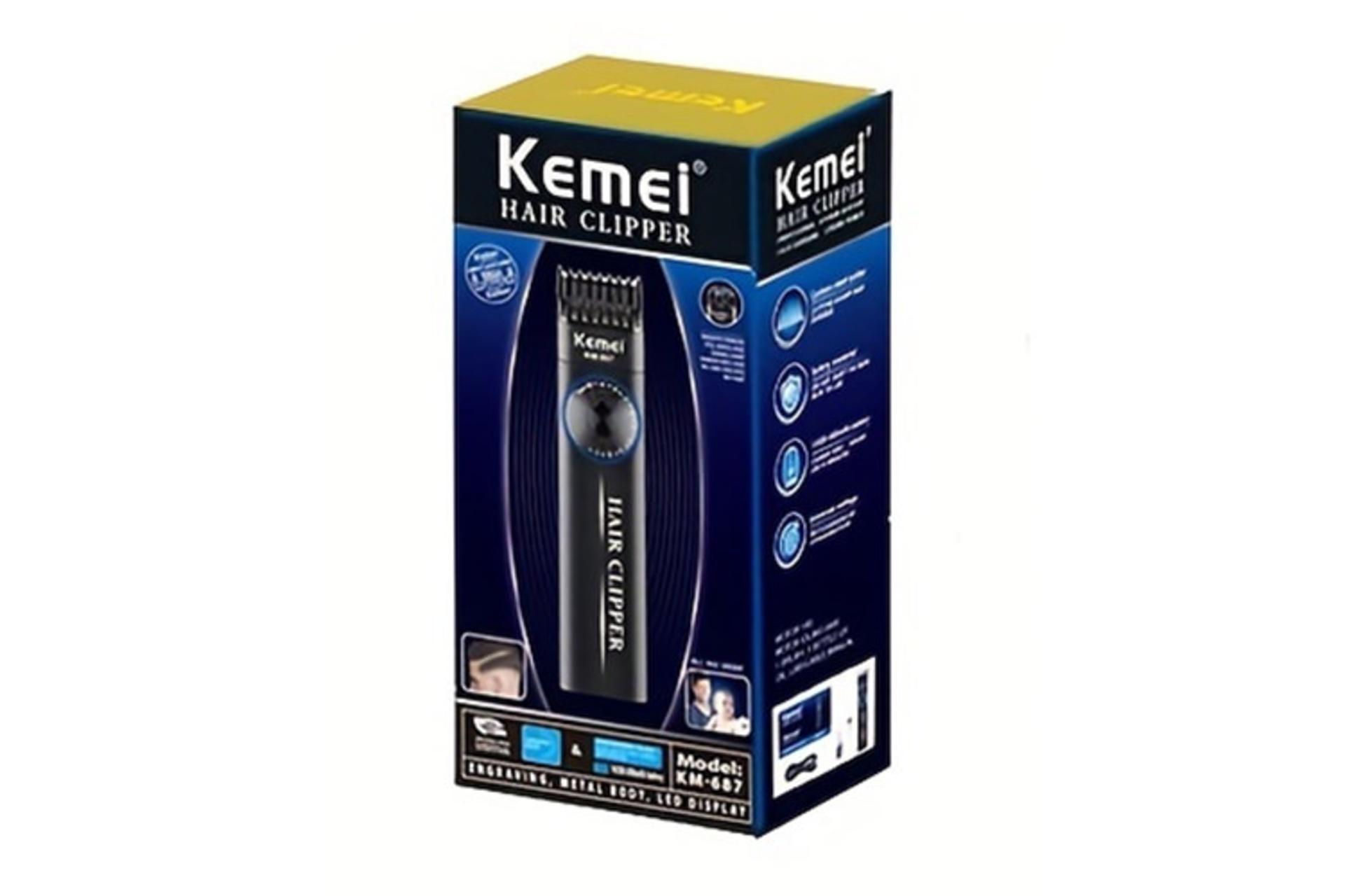 ماشین اصلاح کیمی Kemei KM-687 جعبه و بسته بندی
