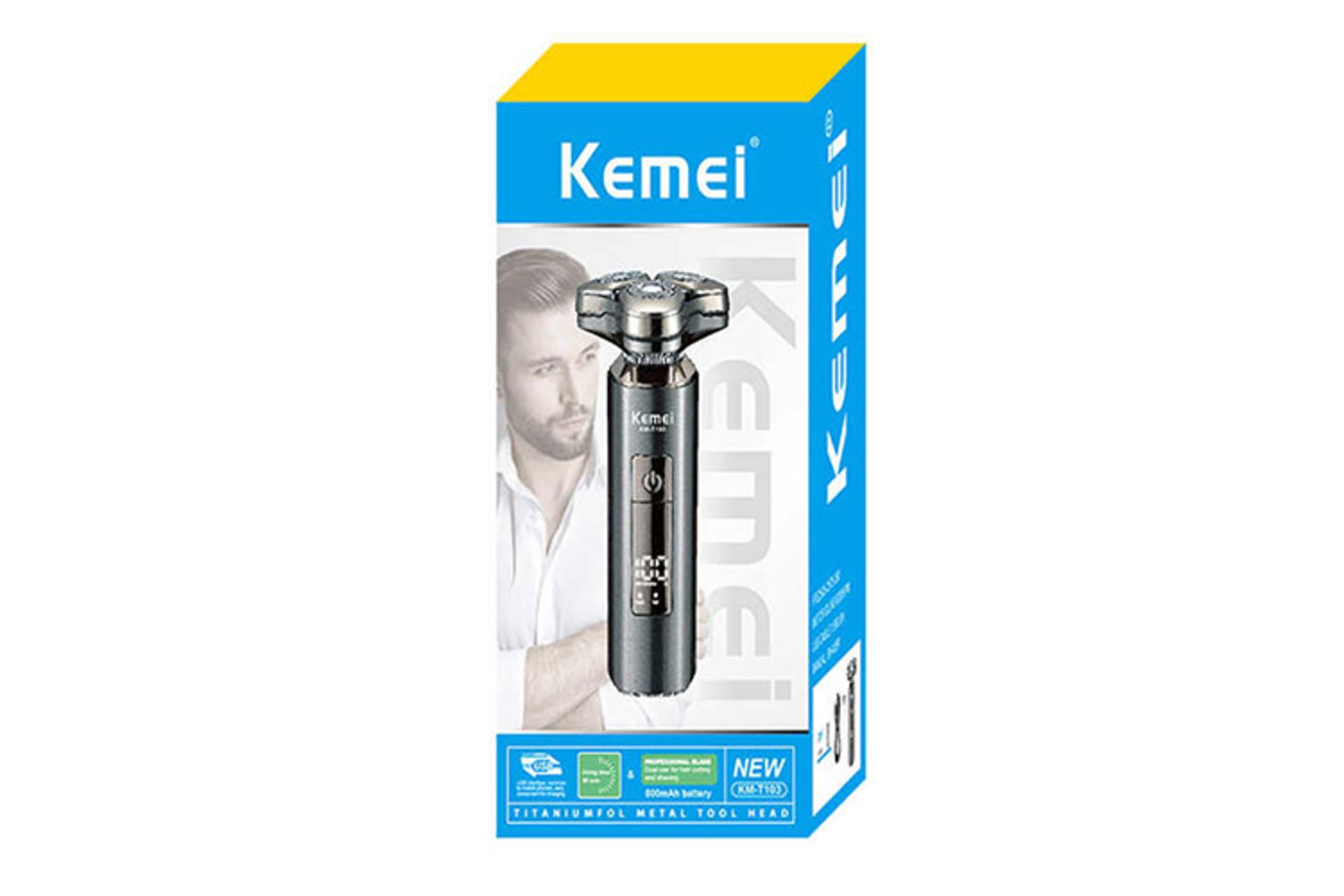 ماشین اصلاح و ریش تراش کیمی Kemei KM-T103 جعبه و بسته بندی