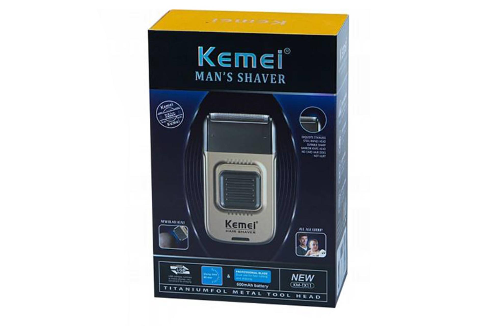 ماشین اصلاح و ریش تراش کیمی Kemei KM-TX11 جعبه و بسته بندی